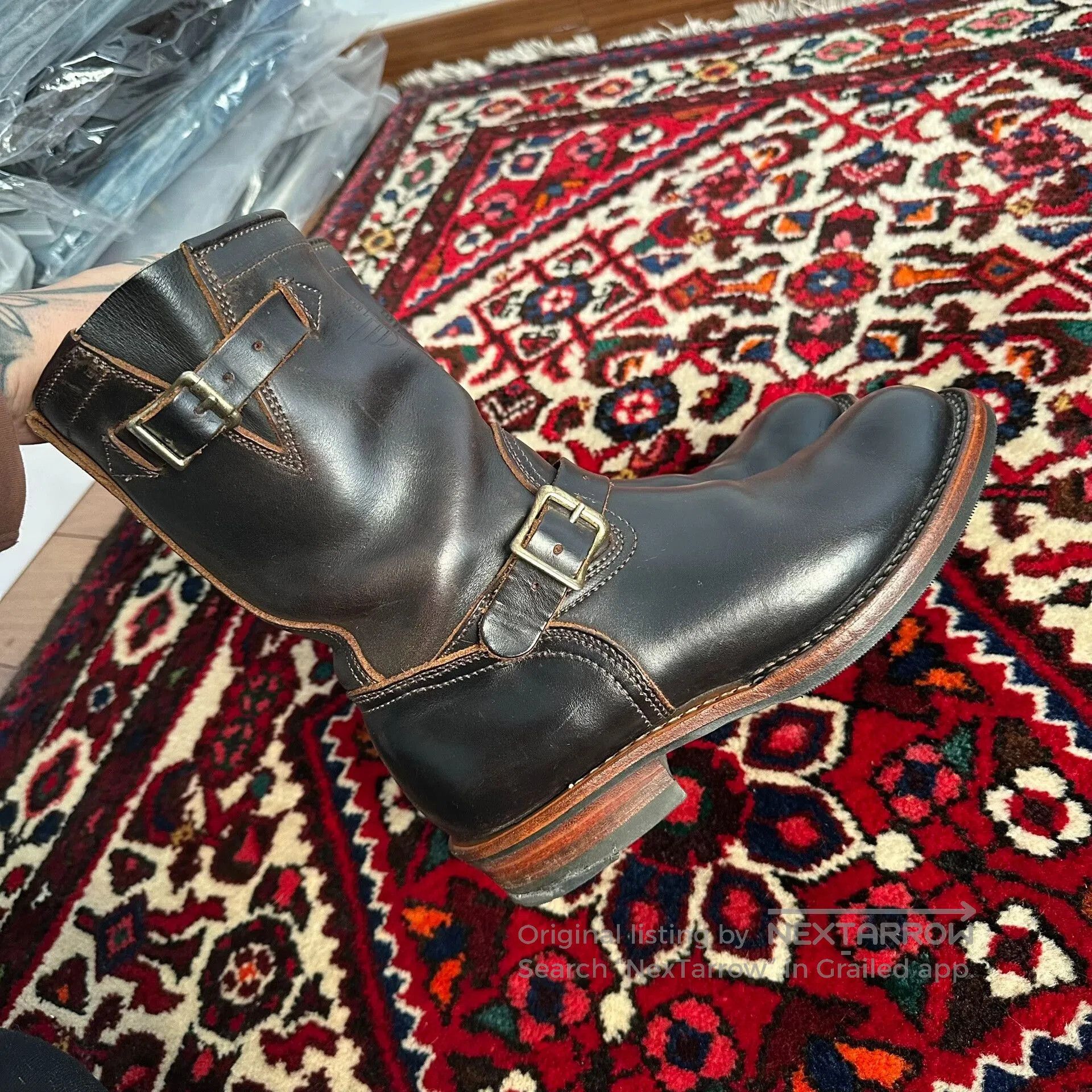 Viberg Viberg Engineer Boots in Dark Brown Leather. Size US 7.5 / EU 40-41 - 3 Thumbnail