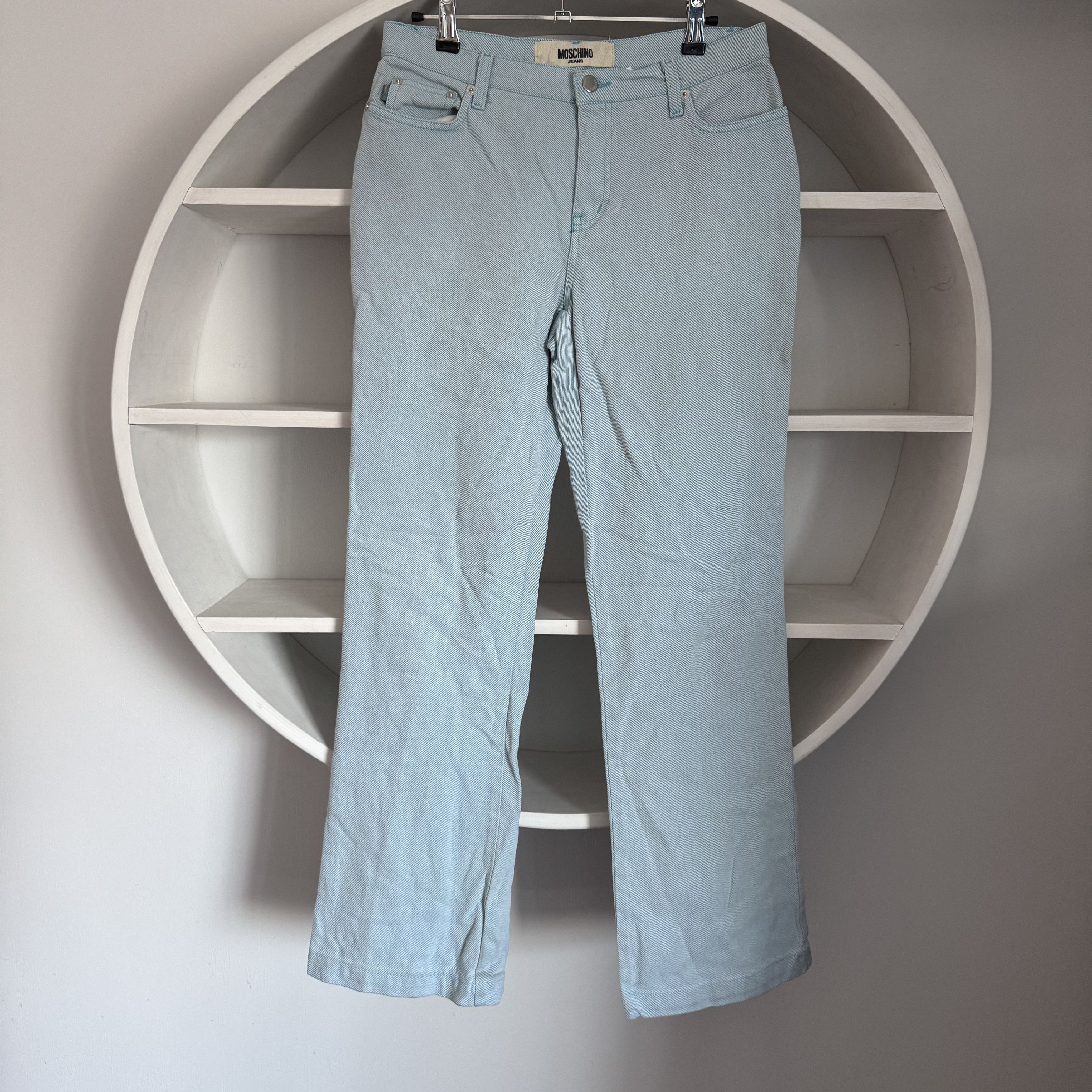 Moschino Vintage MOSCHINO Jeans Logo Blue Light Wide Jeans Size 28" / US 6 / IT 42 - 3 Thumbnail