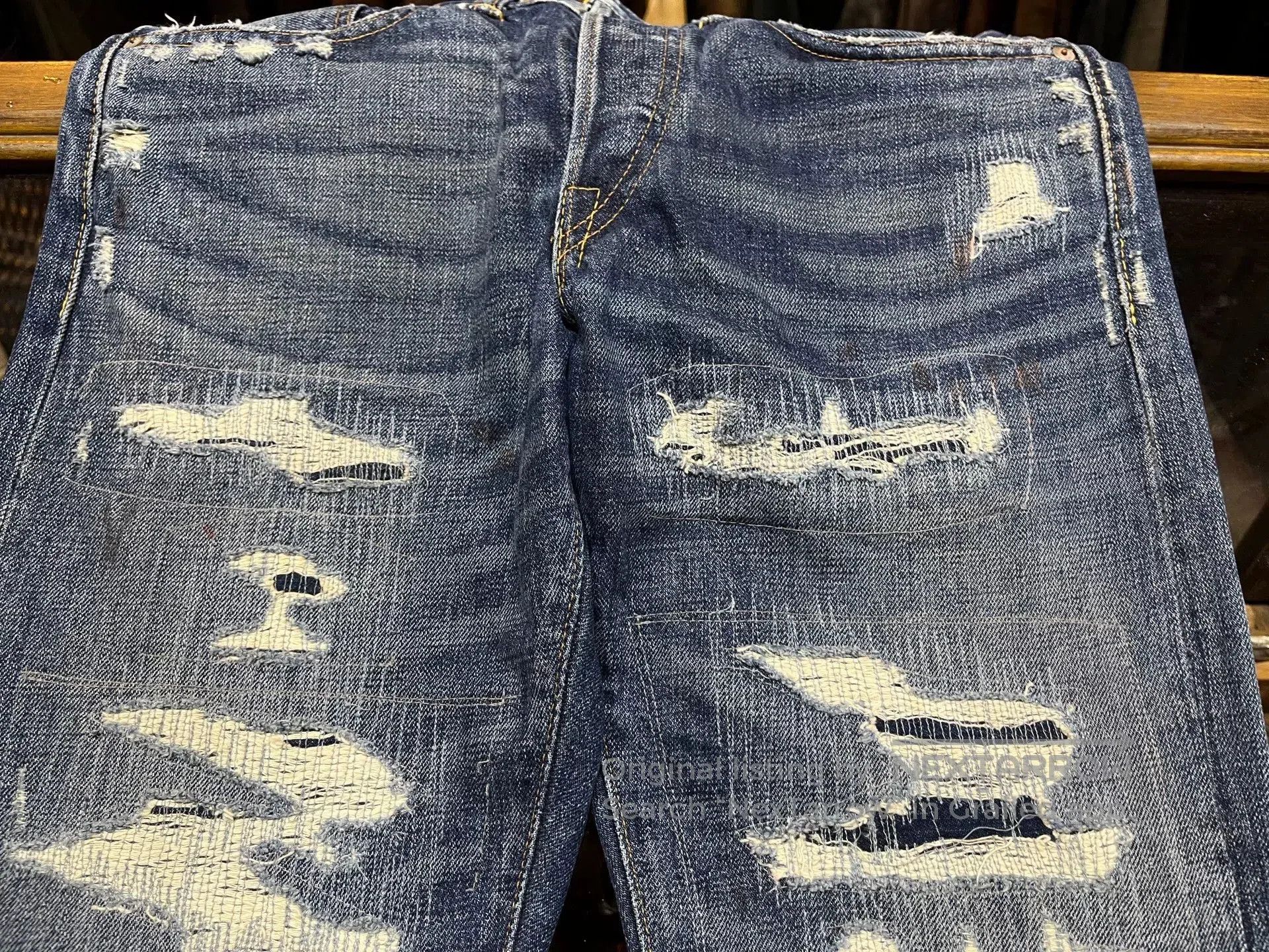 RRL Ralph Lauren distressed rrl denim jeans with patches. Size US 31 - 5 Thumbnail