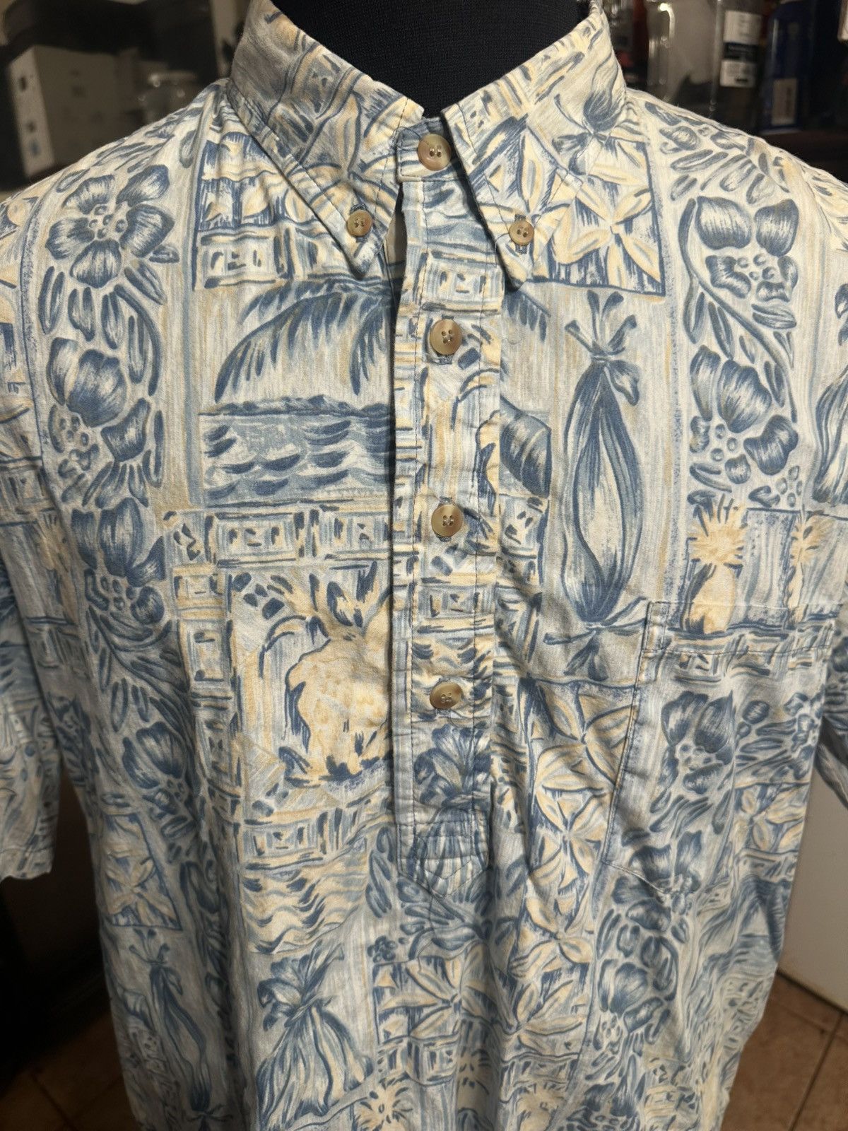 Other PreOwned Kahala Hawaiian Print 3/4 Button Blue Men's XL Size US XL / EU 56 / 4 - 3 Thumbnail