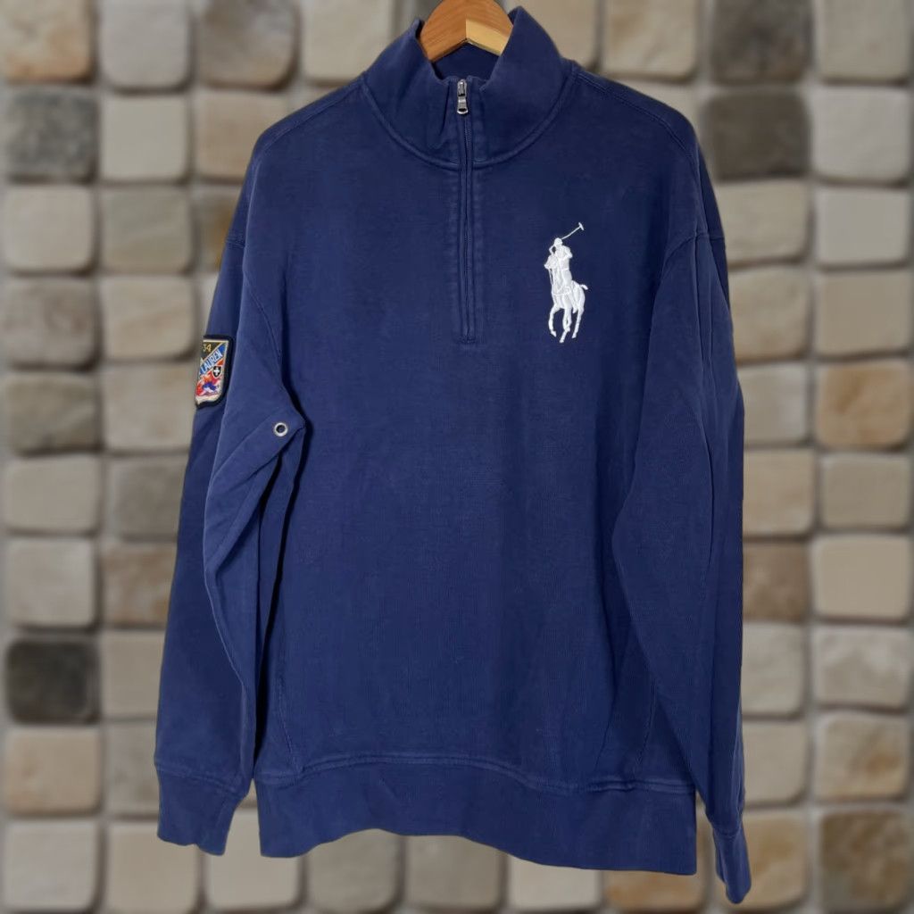 Polo Ralph Lauren VINTAGE Polo Ralph Lauren Men's Polo Ralph Lauren 1/4 Zip Pullover Ski Patch 1933-34 Sz L Tall Navy Blue Size US L / EU 52-54 / 3 - 1 Thumbnail