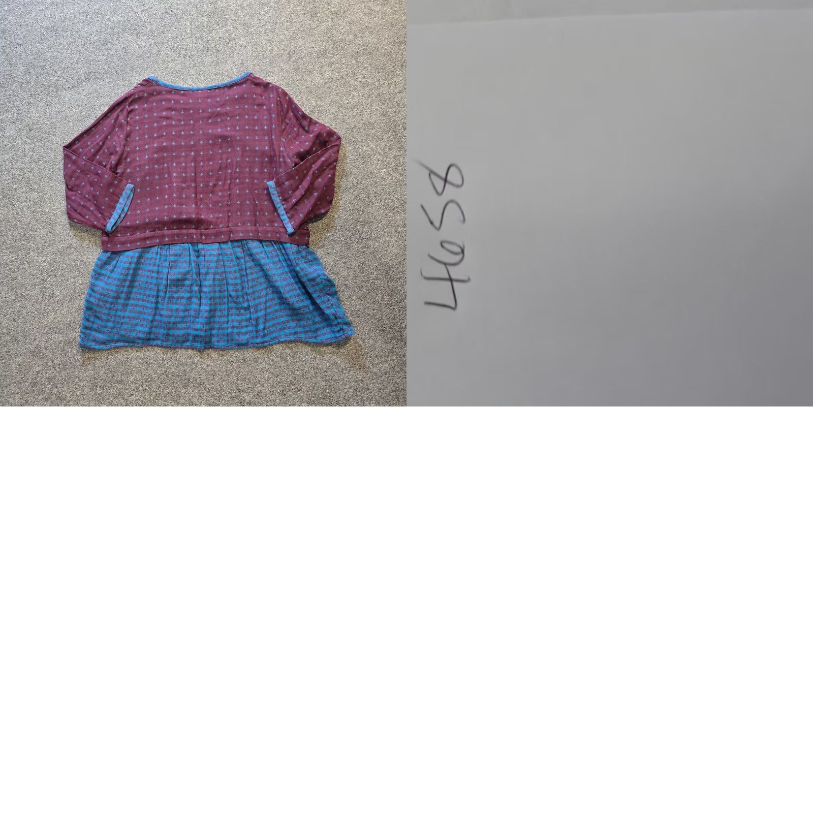 Vintage La Fiancee Top Womens Size 42 Purple Blue Plaid Boxy Gauze Lagenlook Casual Blouse Shirt Regular Woman Mens Girls Size M / US 6-8 / IT 42-44 - 8 Thumbnail
