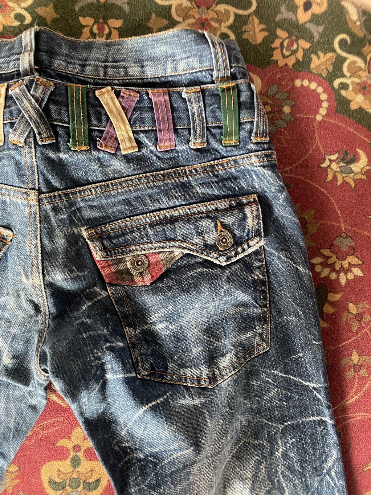 Hysteric Glamour × Japanese Brand × Vintage 🔥RARE🔥Vintage Nylaus Jeans Double Waist Lightning Style Size US 31 - 5 Thumbnail