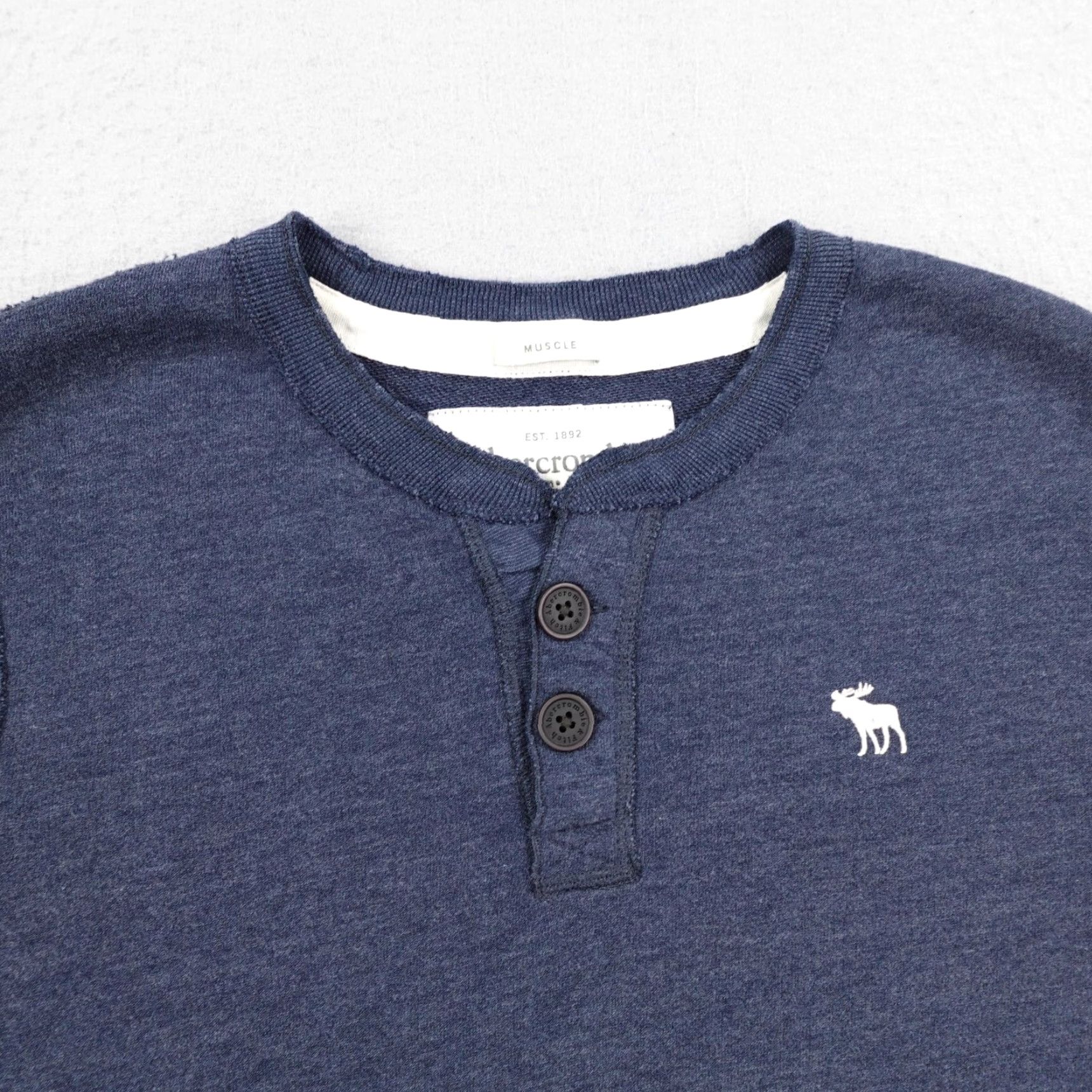Abercrombie & Fitch Abercrombie & Fitch Sweatshirt Mens Medium Blue Henley Fleece Moose Logo Preppy Mens Size US M / EU 48-50 / 2 - 2 Thumbnail