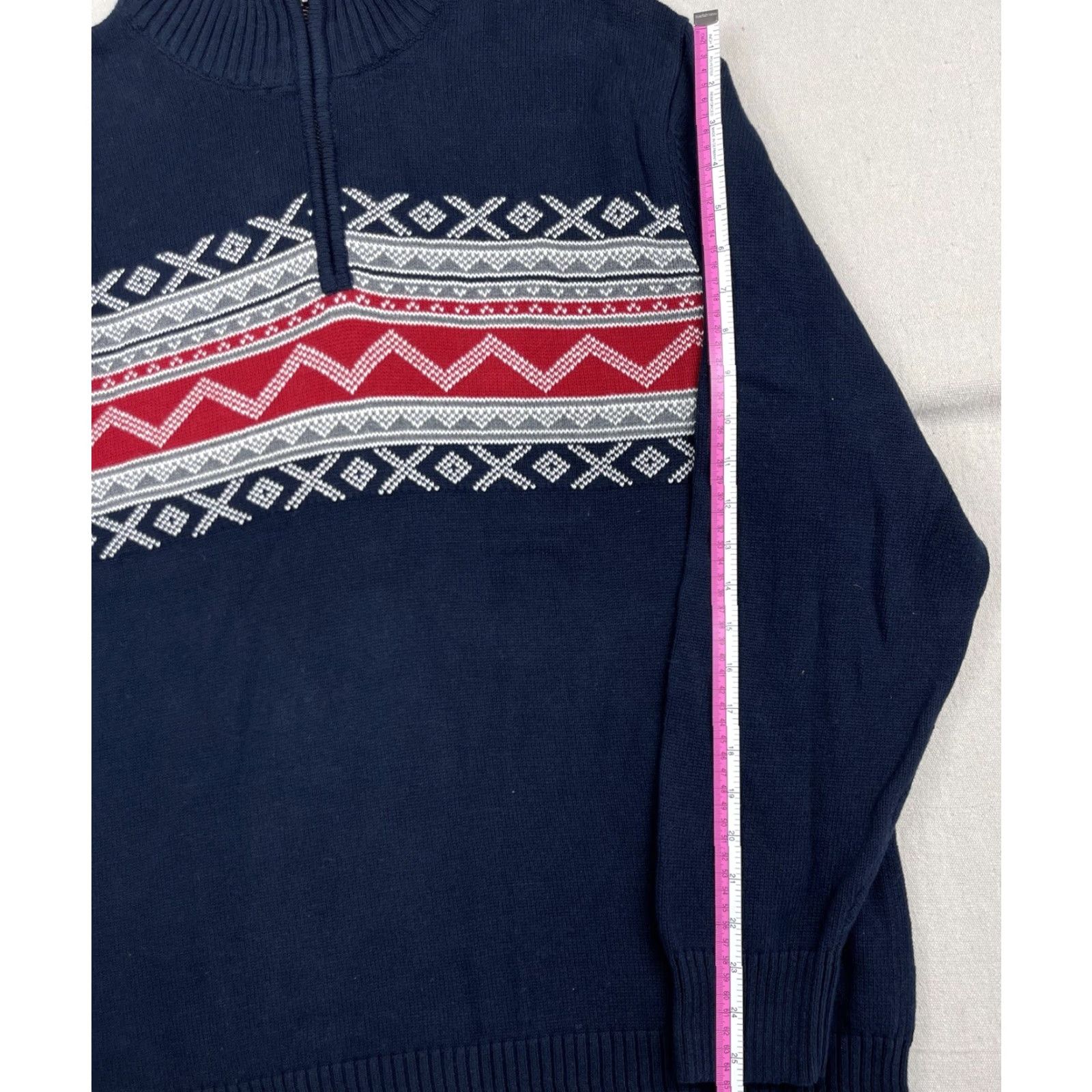 Dockers DOCKERS Men Sweater XL 1/4 Zip Pullover Argyle Aztec Navy Blue Red Gray Knit Size US XL / EU 56 / 4 - 5 Thumbnail