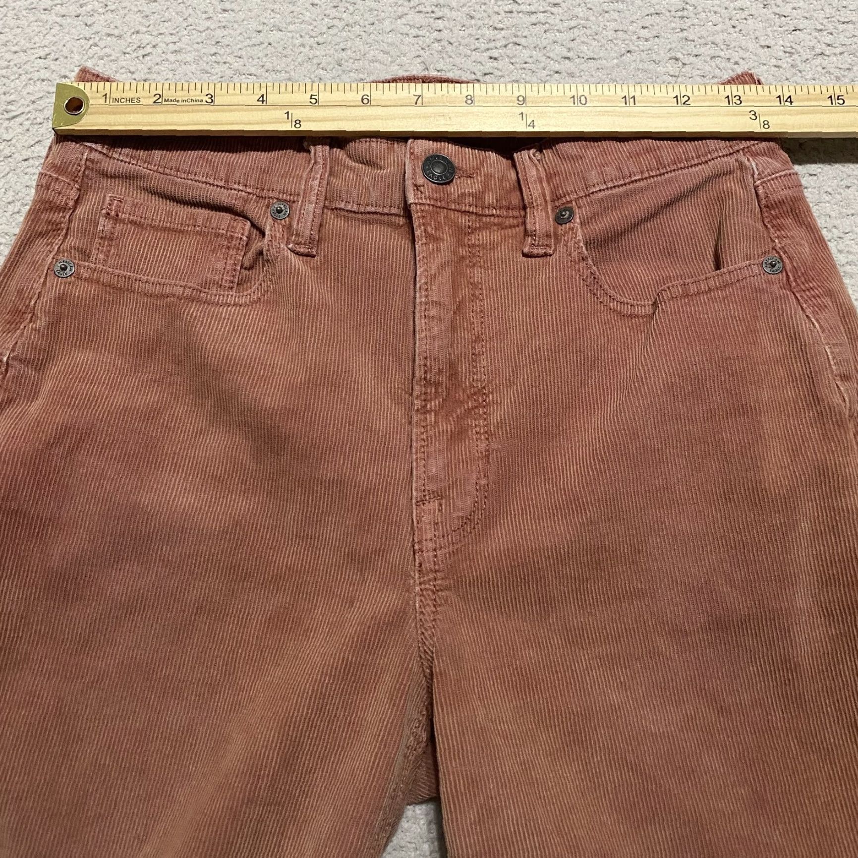 American Eagle Outfitters American Eagle Corduroy Jeans Womens 6 Pink Mom High Rise Straight Stretch Logo Pockets Zipper Button Cotton Spandex Denim N/A Size 28" / US 6 / IT 42 - 5 Thumbnail
