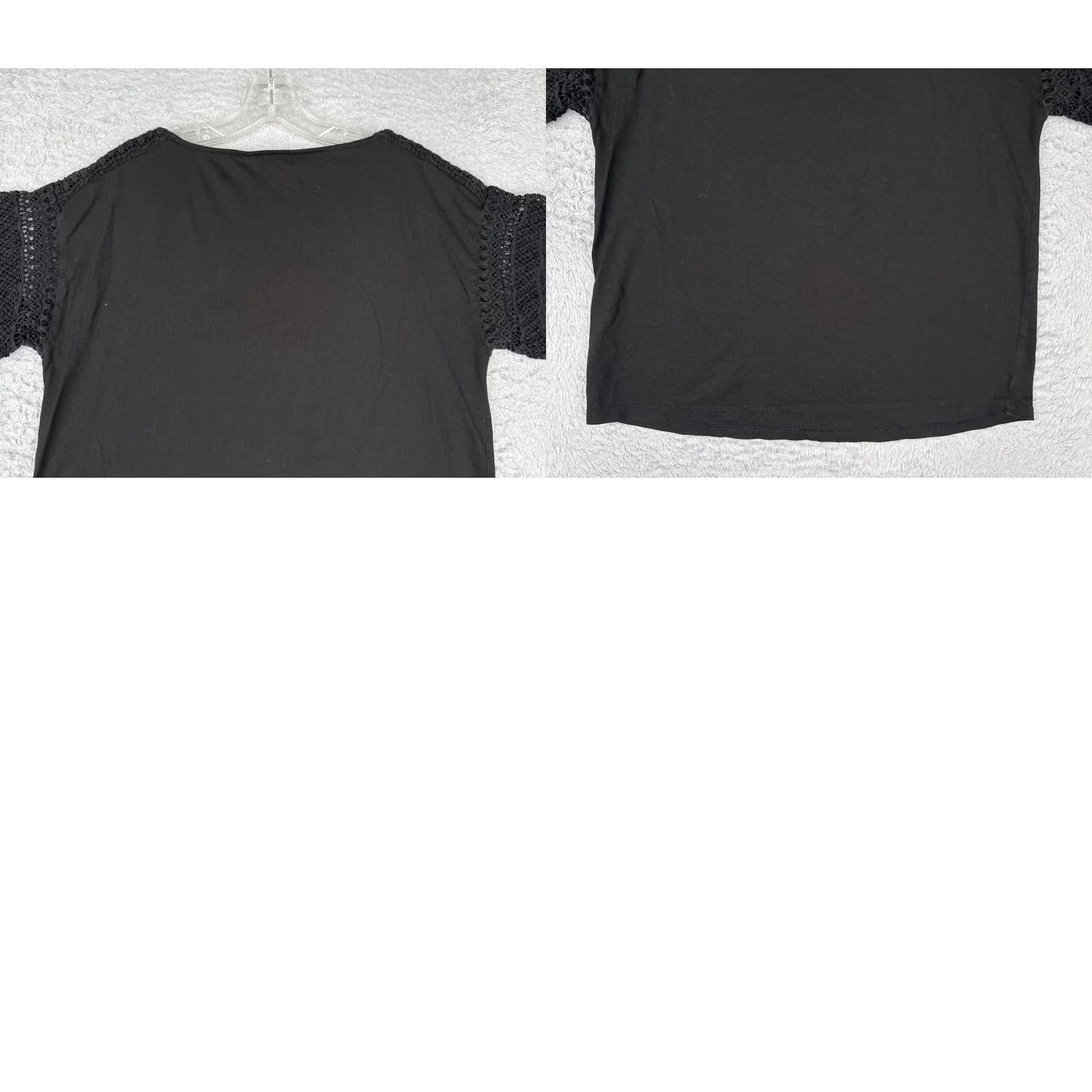 Ralph Lauren Lauren Ralph Lauren Shirt Women Medium Black Cotton Round Neck Lace Short Sleeve Basic Stretch Solid Size M / US 6-8 / IT 42-44 - 9 Thumbnail
