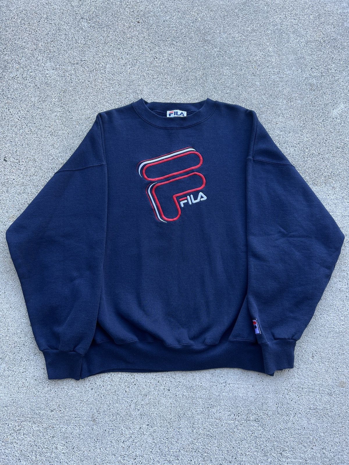 Fila × Vintage Vintage 1990s FILA Navy/Red Embroidered Sweatshirt Size XL Size US L / EU 52-54 / 3 - 1 Thumbnail
