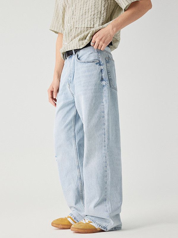 Jean Loose American High-Street Style Distressed Wide-Leg Jeans Size US 32 / EU 48 - 3 Thumbnail