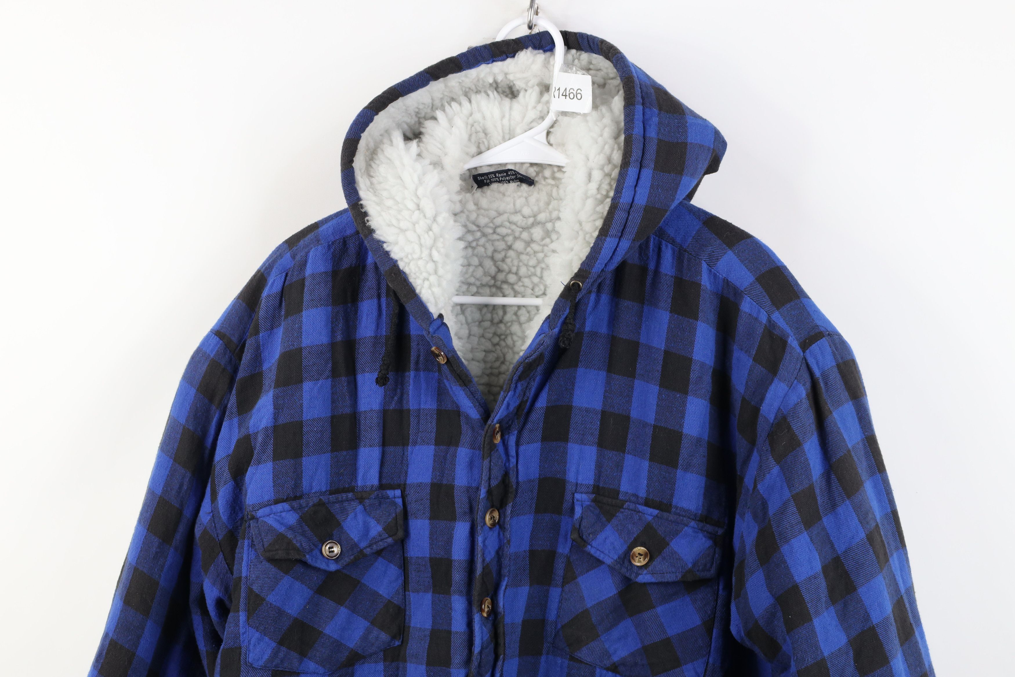 Vintage Vintage 90s Streetwear Lined Hooded Flannel Shirt Jacket Size US XL / EU 56 / 4 - 2 Thumbnail