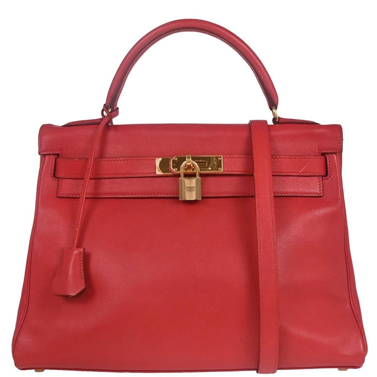Hermes Hermes Kelly Handbag Red Gulliver with Gold Hardware Size ONE SIZE - 1 Thumbnail