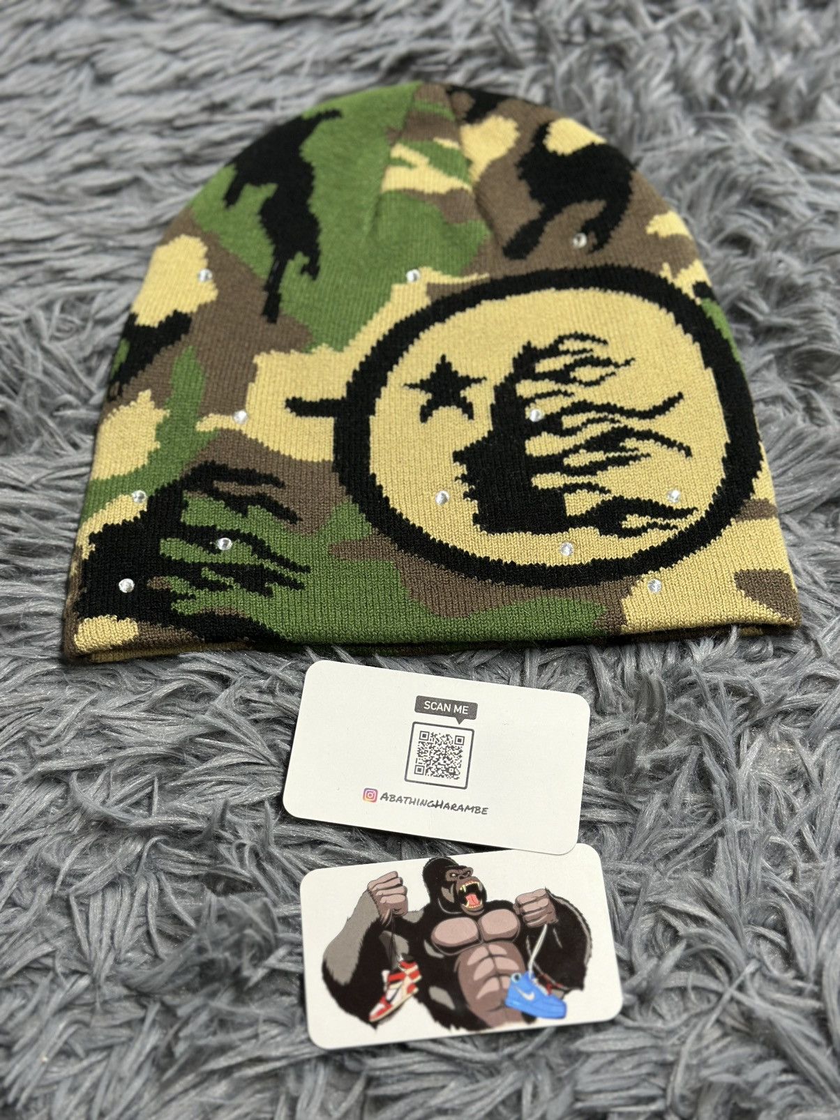 Hellstar Flame Big Logo Camo Beanie COMPLEXCON EXCLUSIVE