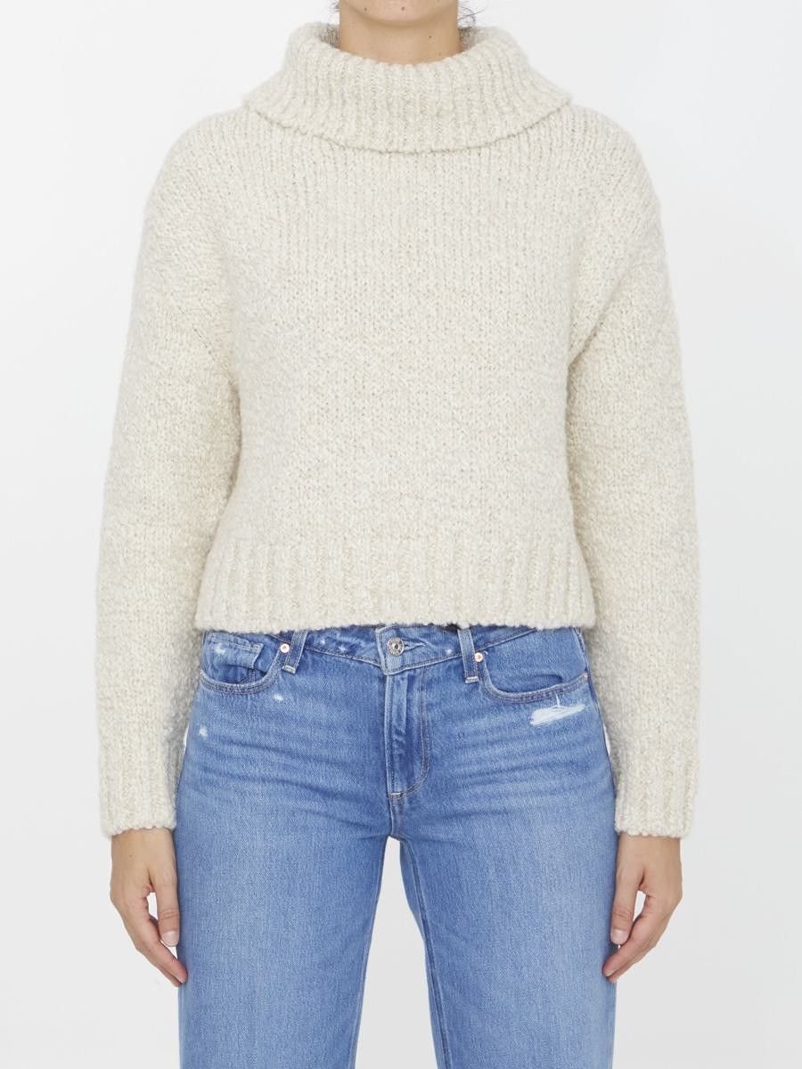 Bottega Veneta o1n1vont0625 Alpaca Chunky Sweater in Chalk Size S / US 4 / IT 40 - 1 Thumbnail
