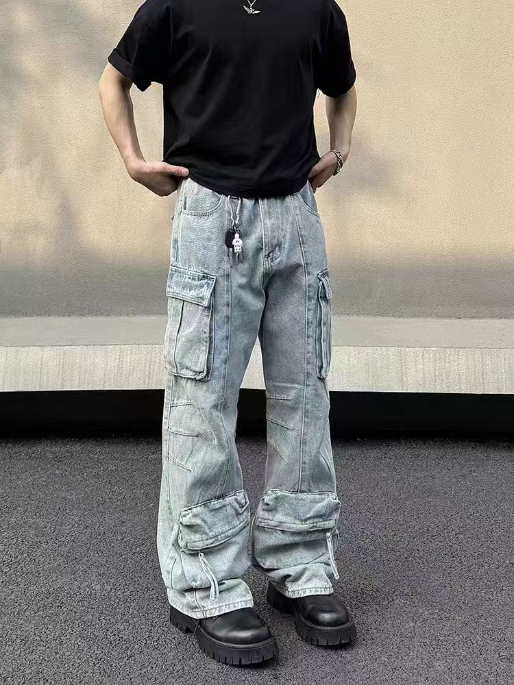 Japanese Brand × Jean High street washed workwear straight baggy wide leg jeans Size US 31 - 5 Thumbnail