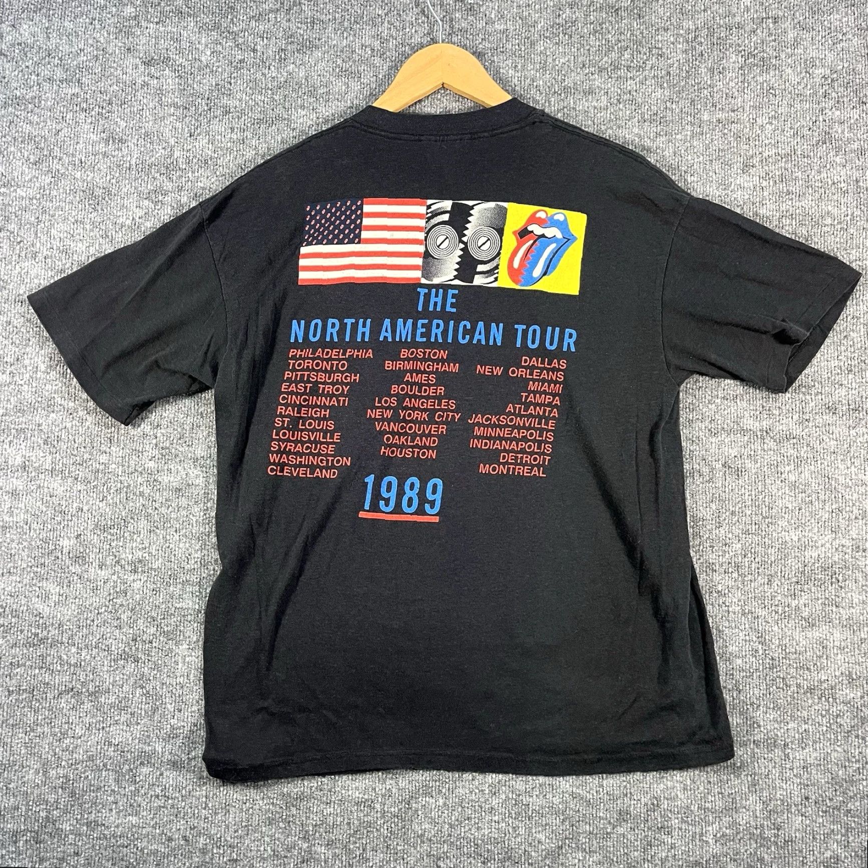 Vintage VINTAGE Rolling Stones T-Shirt 1989 Steel Wheels Tour Mens XL Black 80s Concert US Men XD Size US XL / EU 56 / 4 - 4 Thumbnail