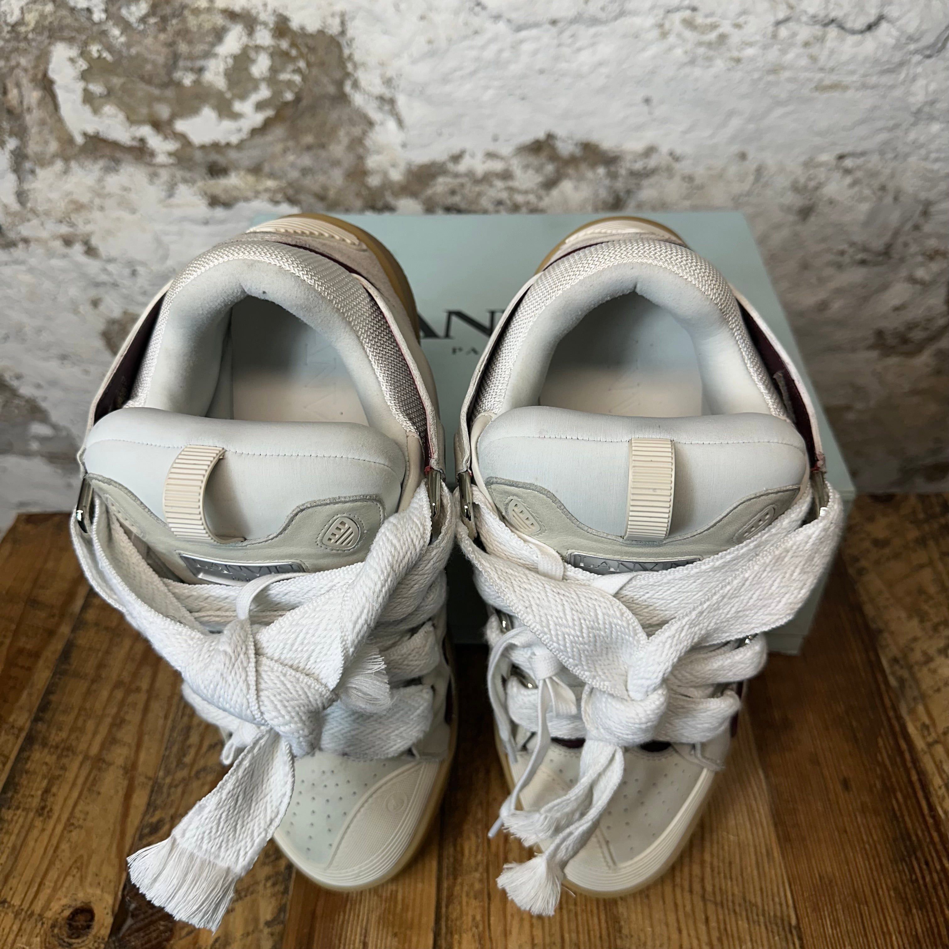 Lanvin Lanvin Curb White Lace Maroon Grey Sneaker Sz 13 (46) Size US 13 / EU 46 - 4 Thumbnail