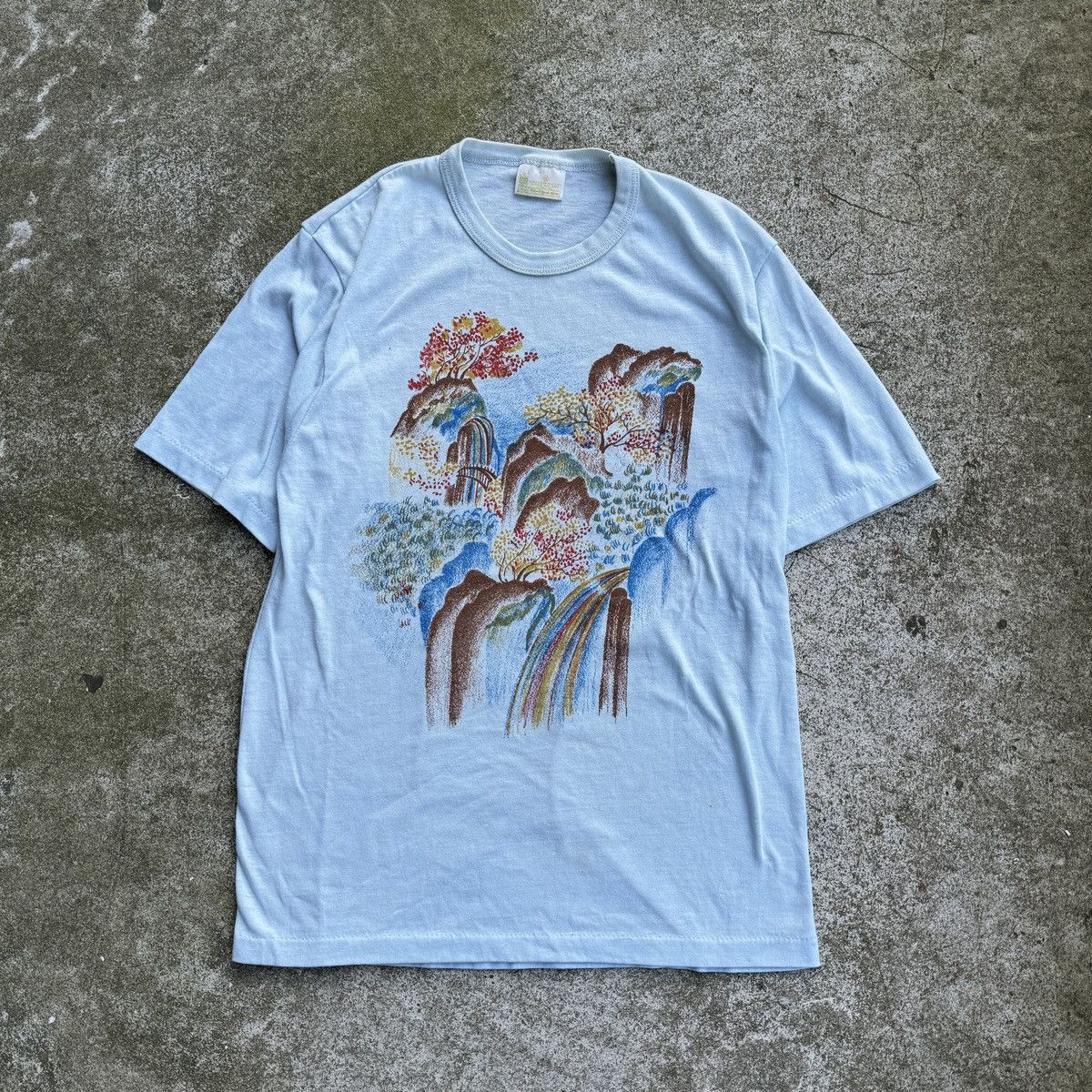 Vintage 70s Sears Waterfall Print Art Tee RRL Bode ERD ERL Size US M / EU 48-50 / 2 - 9 Thumbnail
