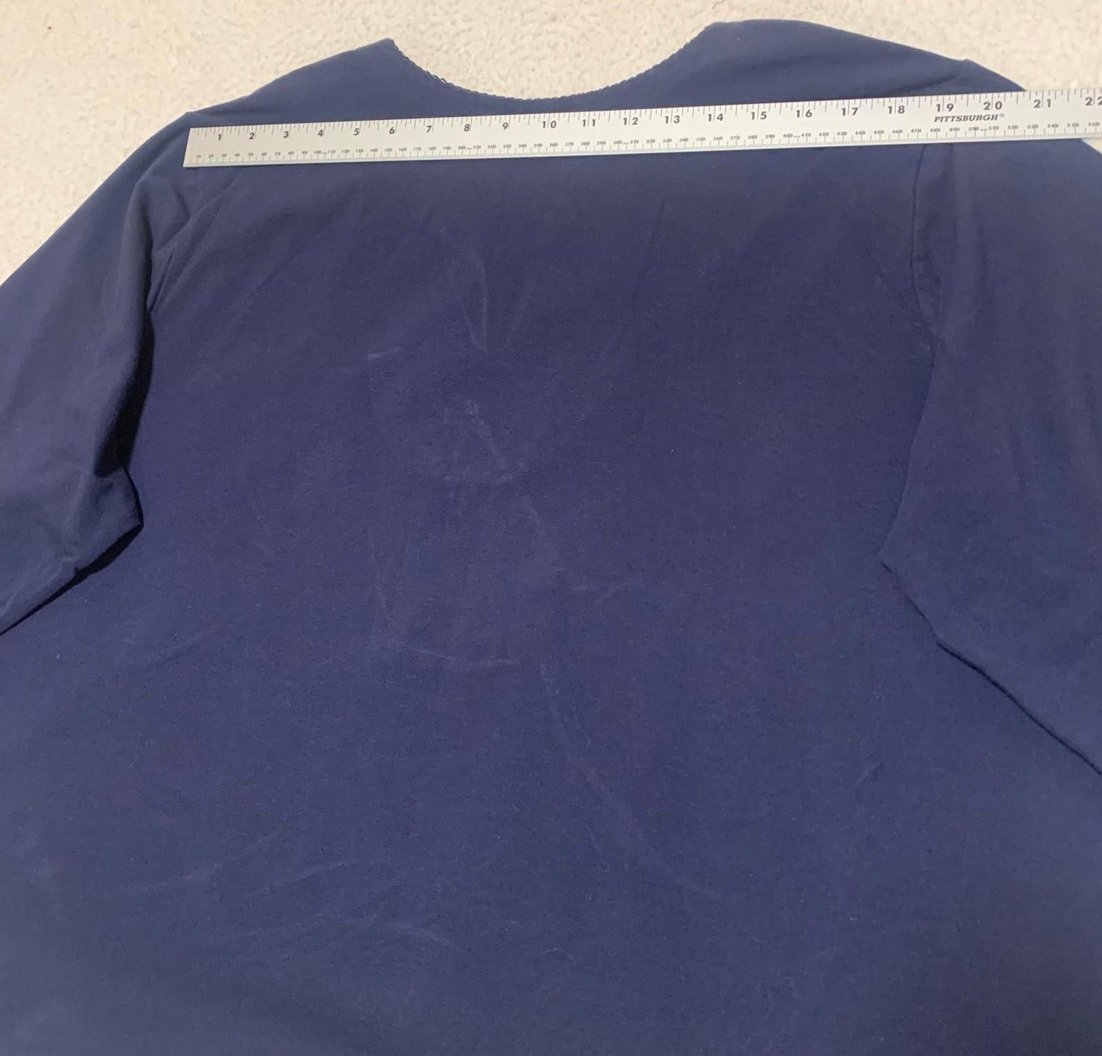 Denim & Co. Denim & Co Navy Blue Women's Blouse 3X Embroidered Size 3XL / US 20-22 - 2 Thumbnail