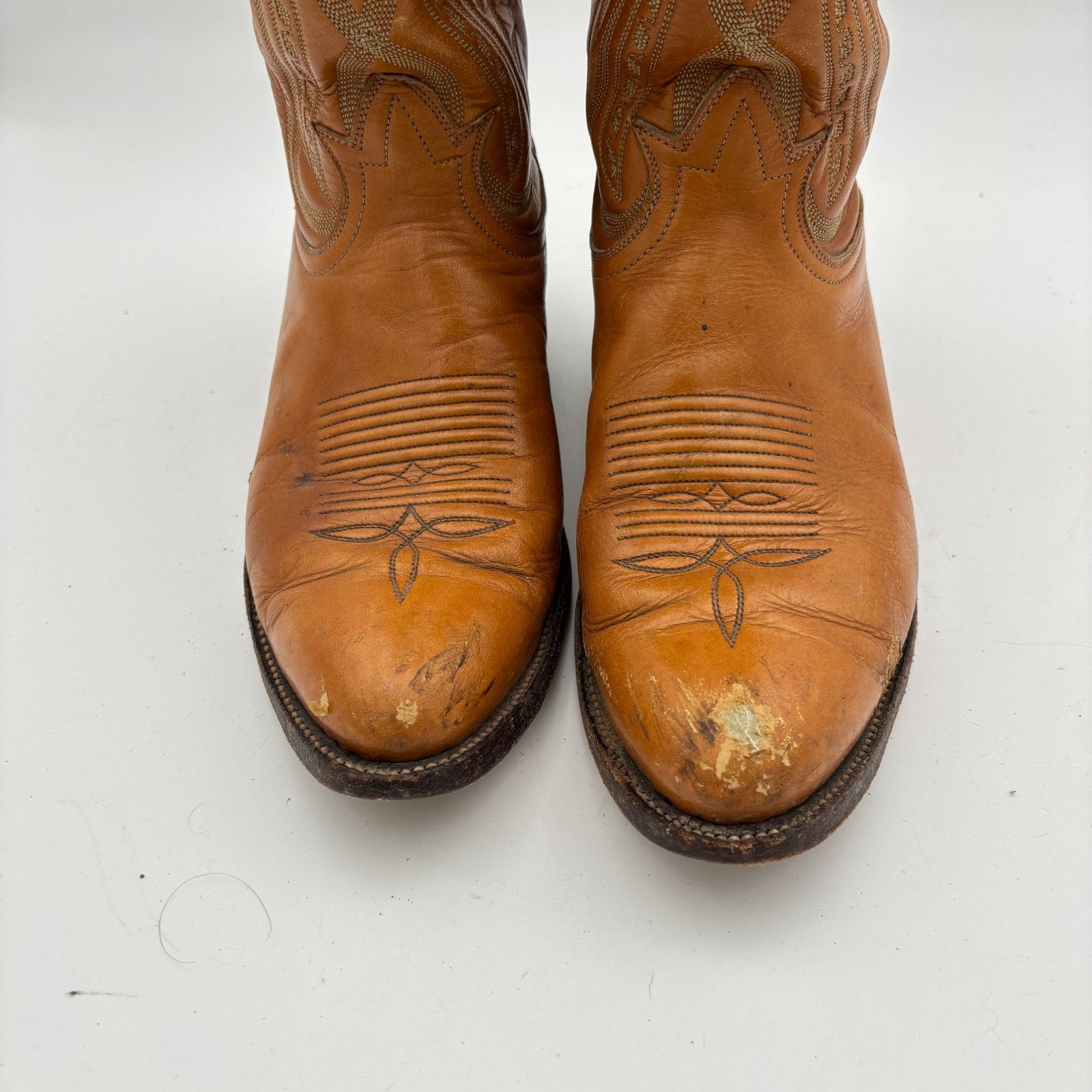 Tony Lama Vintage Tony Lama 6130 Stitched Leather Boots Men's 8.5D Size US 8.5 / EU 41-42 - 13 Thumbnail