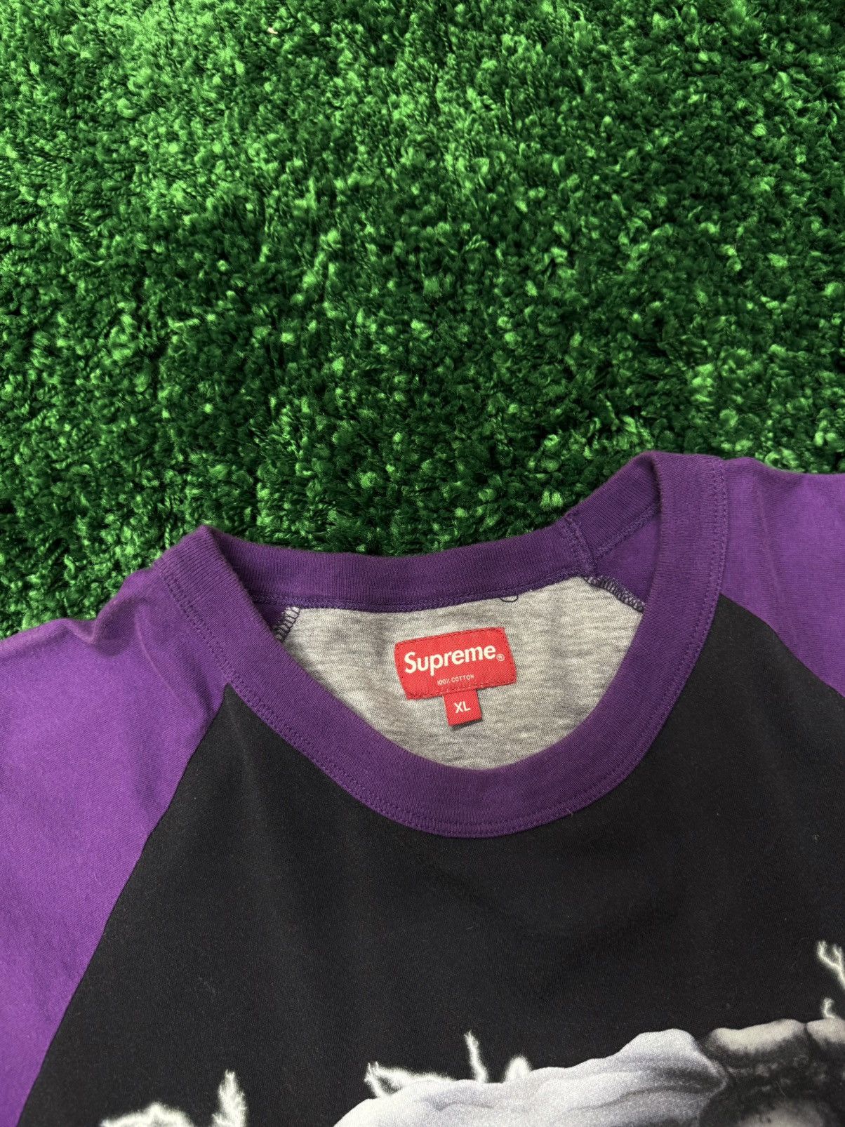 Supreme Supreme Hourglass Raglan Long Sleeve Top Sz. XL Black Purple Size US XL / EU 56 / 4 - 6 Thumbnail