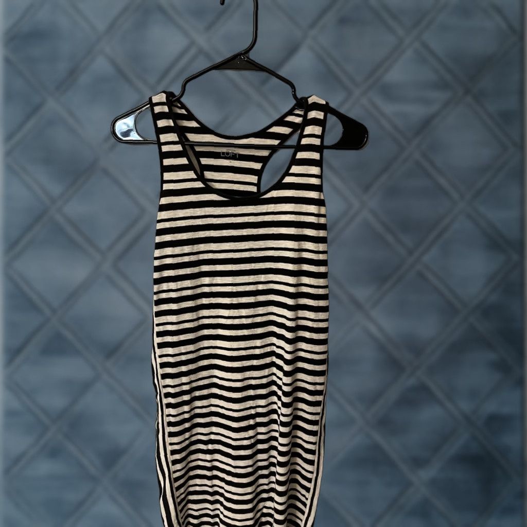 Loft VINTAGE LOFT Black White Striped Tank Dress Resortwear Casual Beach M Womens Size M / US 6-8 / IT 42-44 - 1 Thumbnail