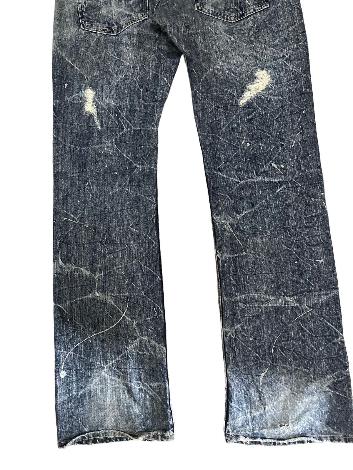 14th Addiction Vintage Japanese Brand Honeycomb Distress Flare Style denim Size US 33 - 9 Thumbnail
