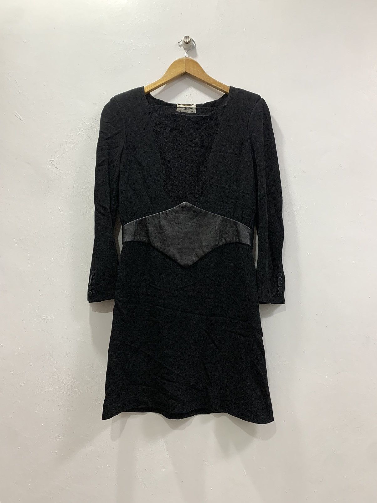 Saint Laurent Paris SAINT LAURENT HEDI SLIMANE LEATHER AND MESH ACCENTS DRESS Size M / US 6-8 / IT 42-44 - 1 Thumbnail