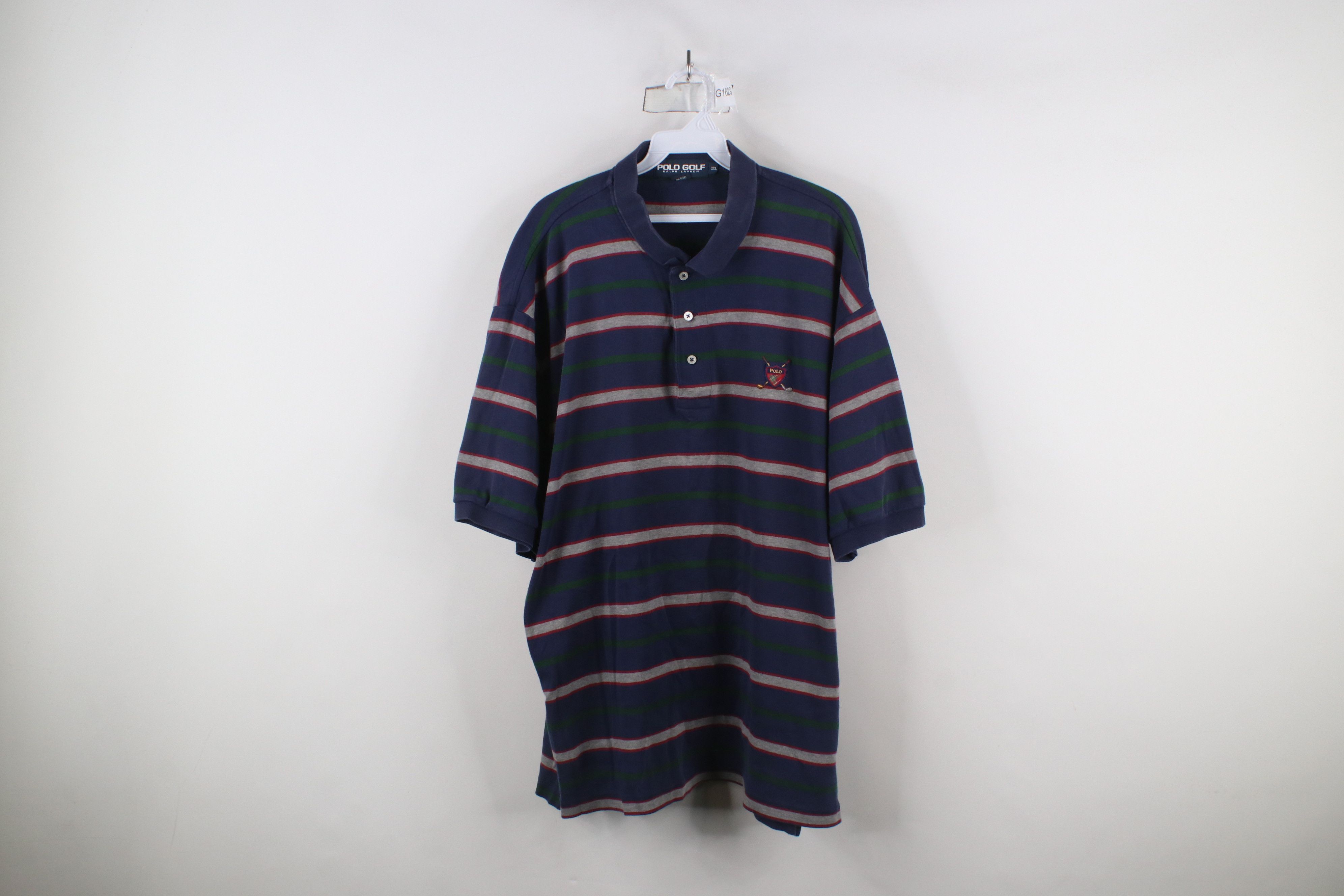 Ralph Lauren × Vintage Vintage 90s Ralph Lauren Spell Crest Striped Polo Shirt USA Size US XXL / EU 58 / 5 - 1 Thumbnail