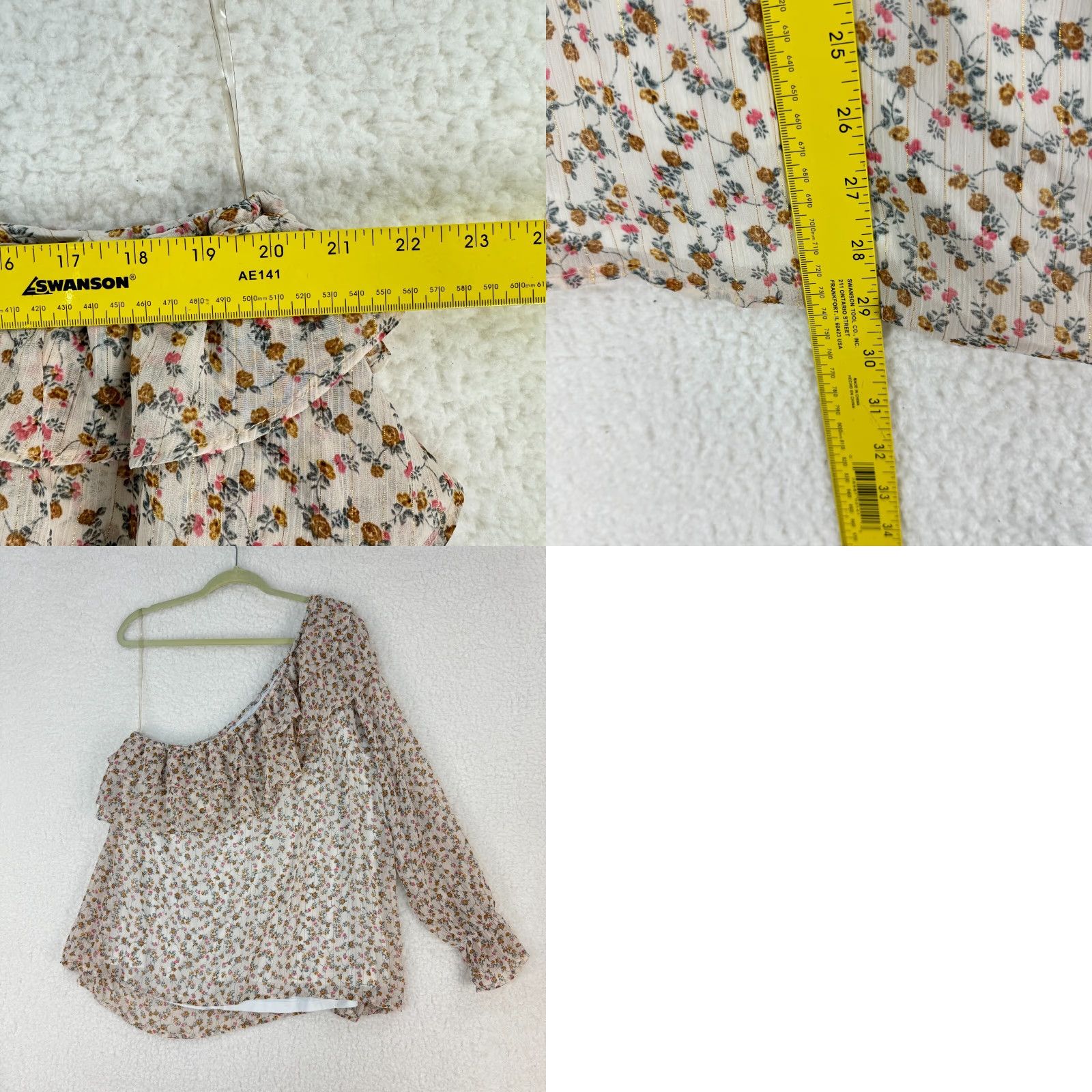 Torrid Torrid Floral Print Ruffled On-Shoulder Top Womens Cream Chiffon 2X Blouse Floral Pattern Plus Size 2X Short Sleeve? Size XXL / US 16-18 / IT 52-54 - 8 Thumbnail