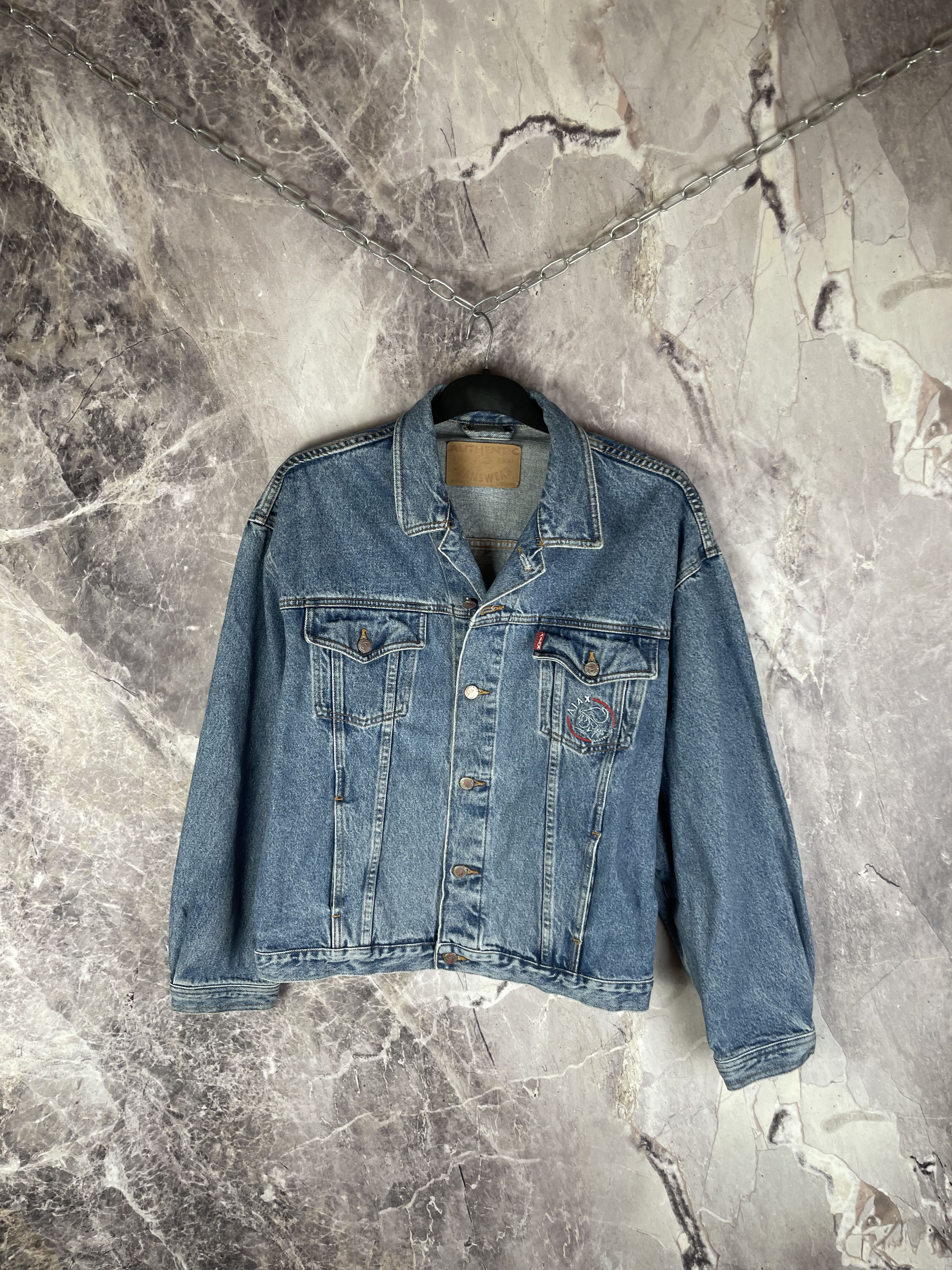 Vintage Vintage Ajax Denim Jacket Soccer 90s Size US XL / EU 56 / 4 - 4 Thumbnail