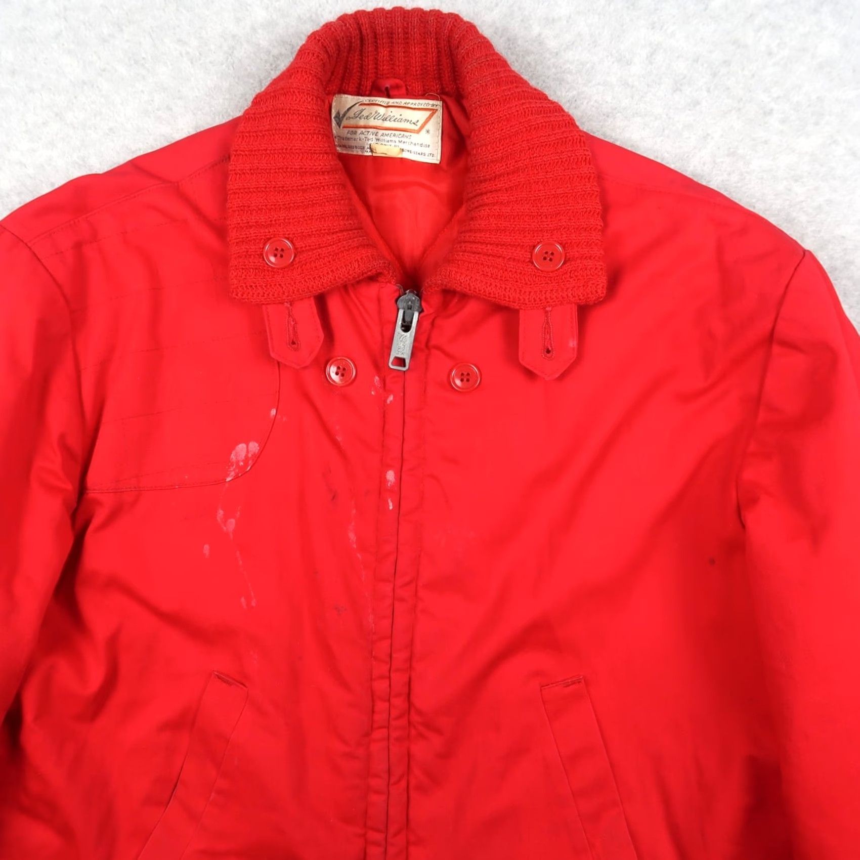 Sears VINTAGE Sears Ted Williams Hunting Jacket Insulated Red 42 Size Mens Quilted Cotton Mid-Length Bib Zipper Size US XS / EU 42 / 0 - 3 Thumbnail