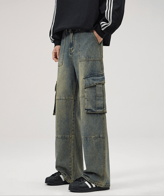 Japanese Brand × Jean American retro multi-pocket patchwork distressed cargo jeans Size US 32 / EU 48 - 1 Thumbnail