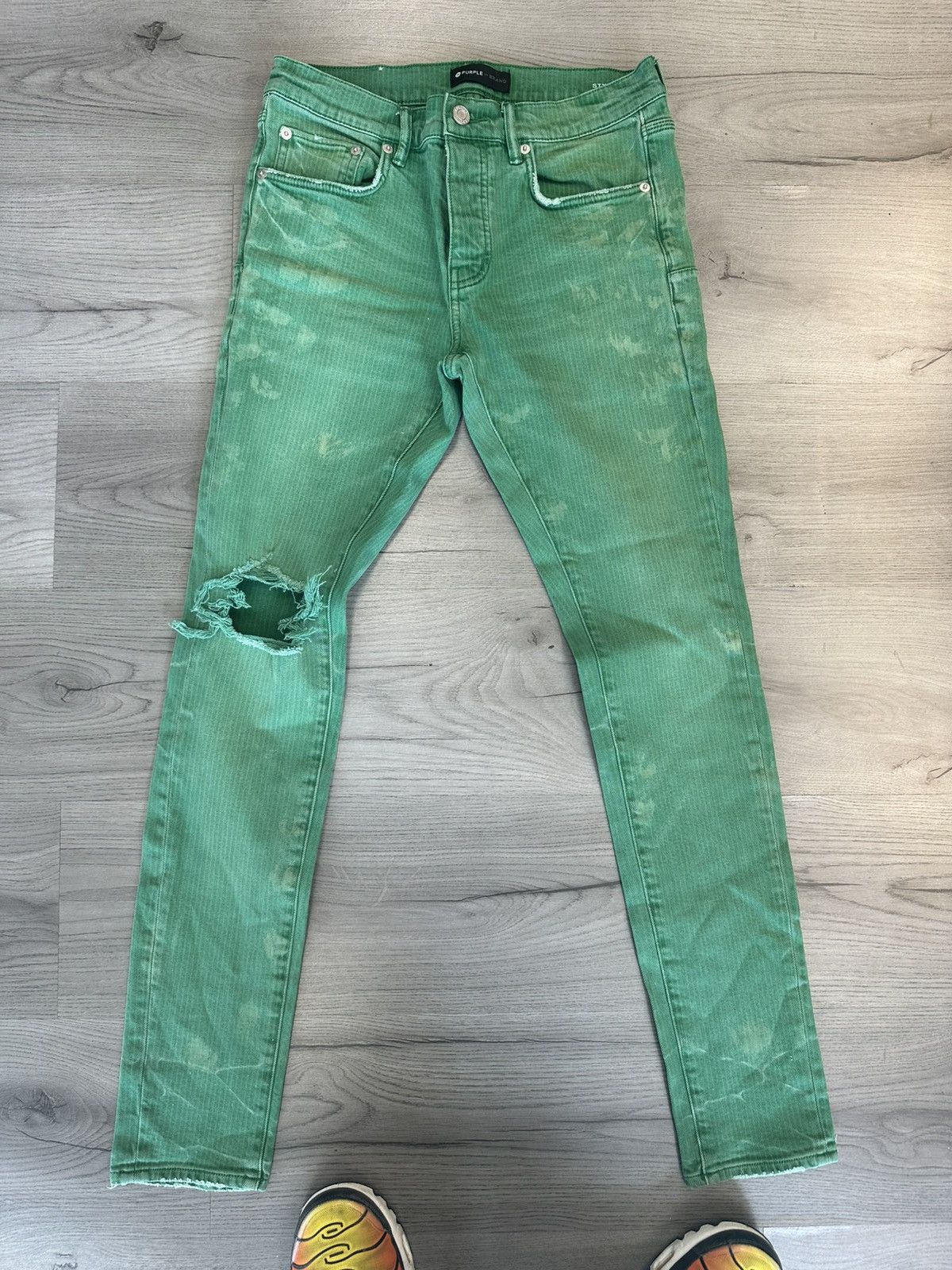 Purple Brand Purple Jeans Green Hickory Stripe Size US 30 / EU 46 - 1 Thumbnail
