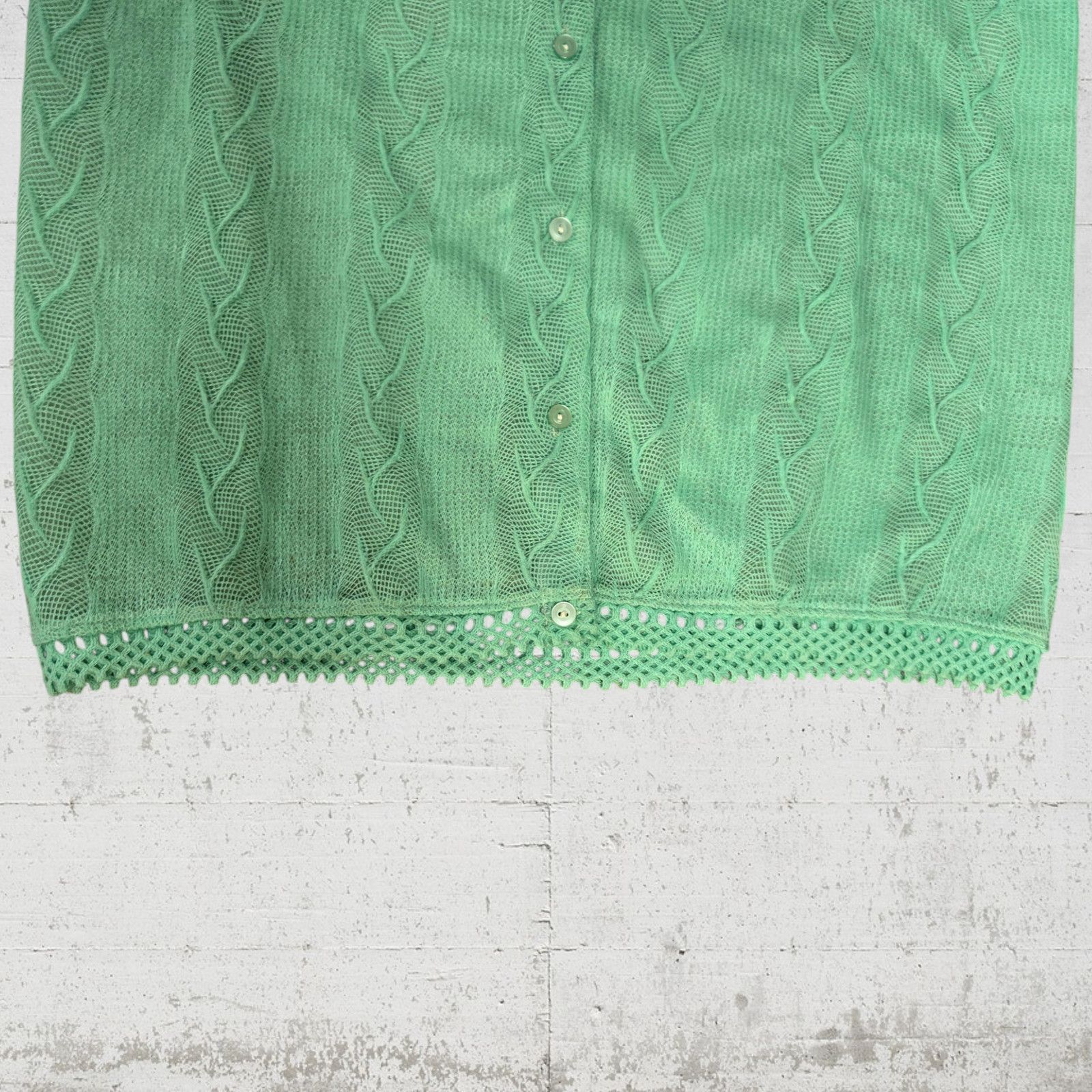 Vintage 60s Vintage Green Acrylic Cardigan Size Large Size L / US 10 / IT 46 - 4 Thumbnail
