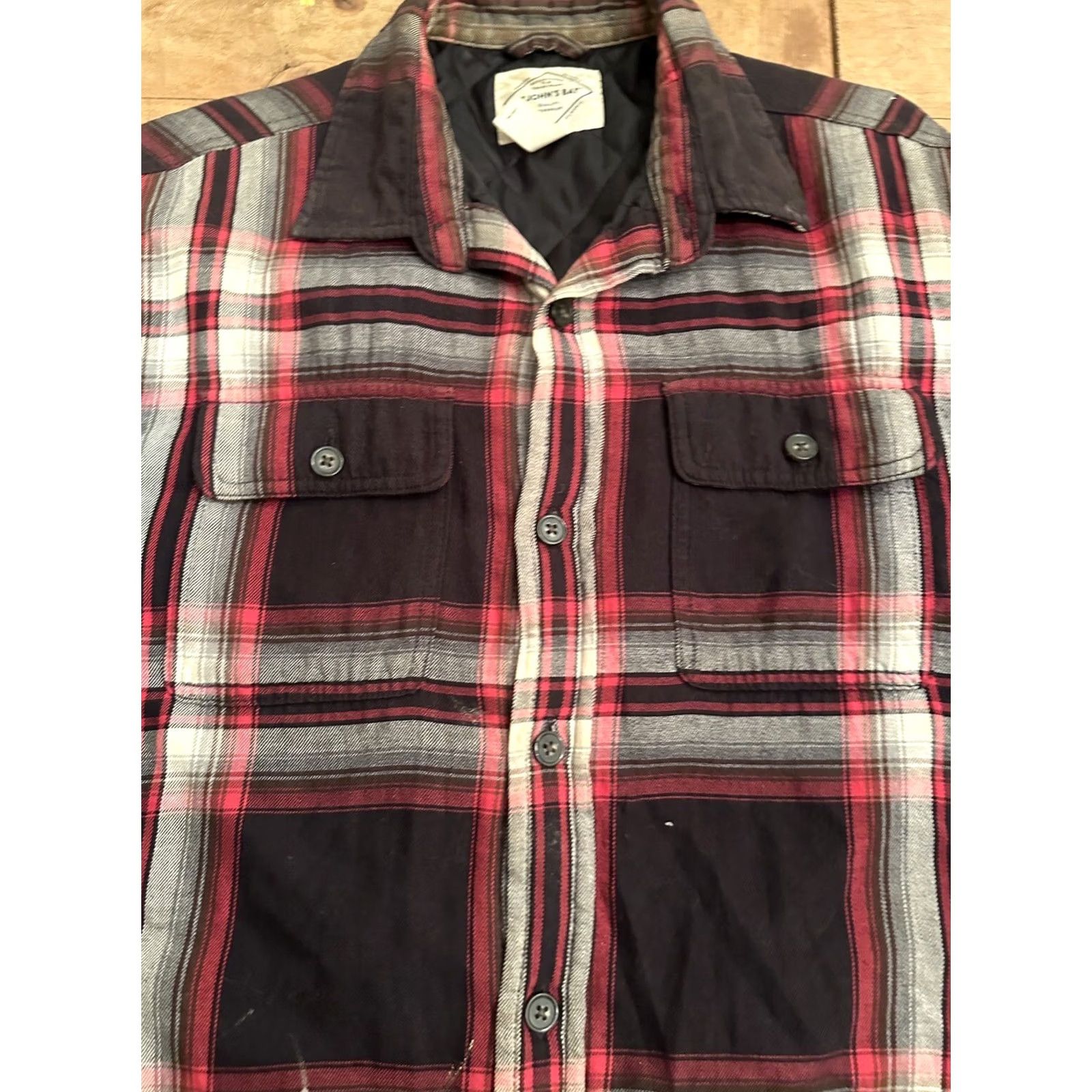 St. John St. John’s Bay Qulited Lined Flannel Jacket Mens Medium Red Plaid Size US M / EU 48-50 / 2 - 5 Thumbnail