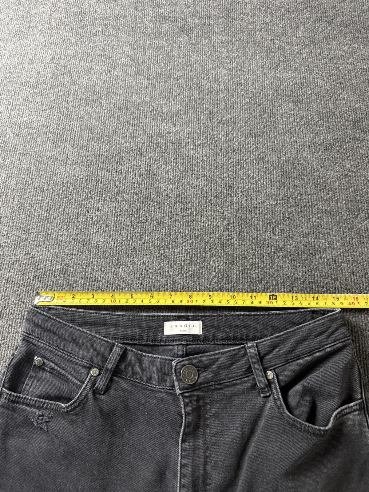 Sandro Sandro Paris Distressed Black Denim Jeans Straight Fit Size 30" / US 8 / IT 44 - 20 Thumbnail