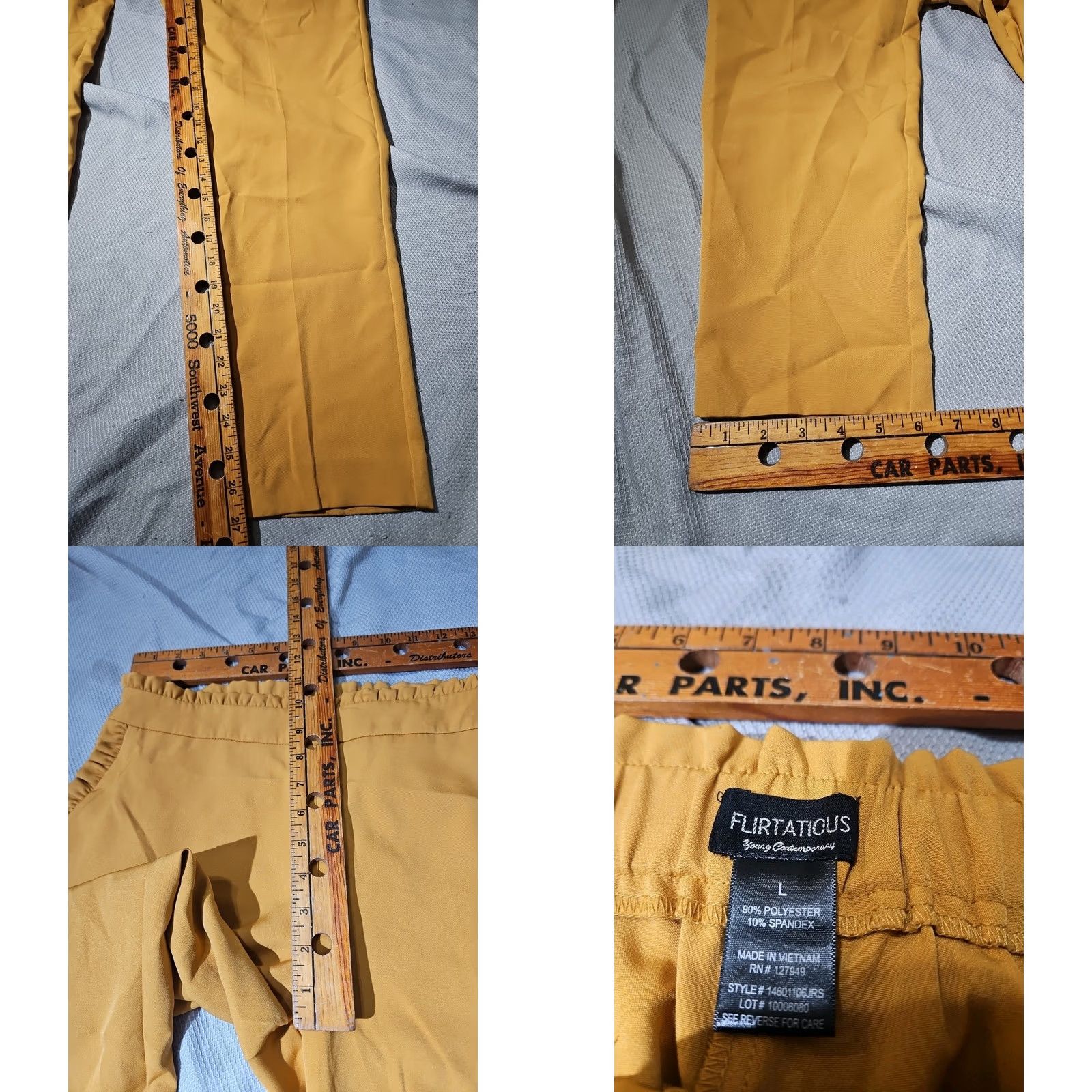 Vintage VINTAGE Flirtatious Young Contemporary Pants Womens Large Yellow Mustang Pull On Ruffle Size 36" / US 14 / IT 50 - 8 Thumbnail