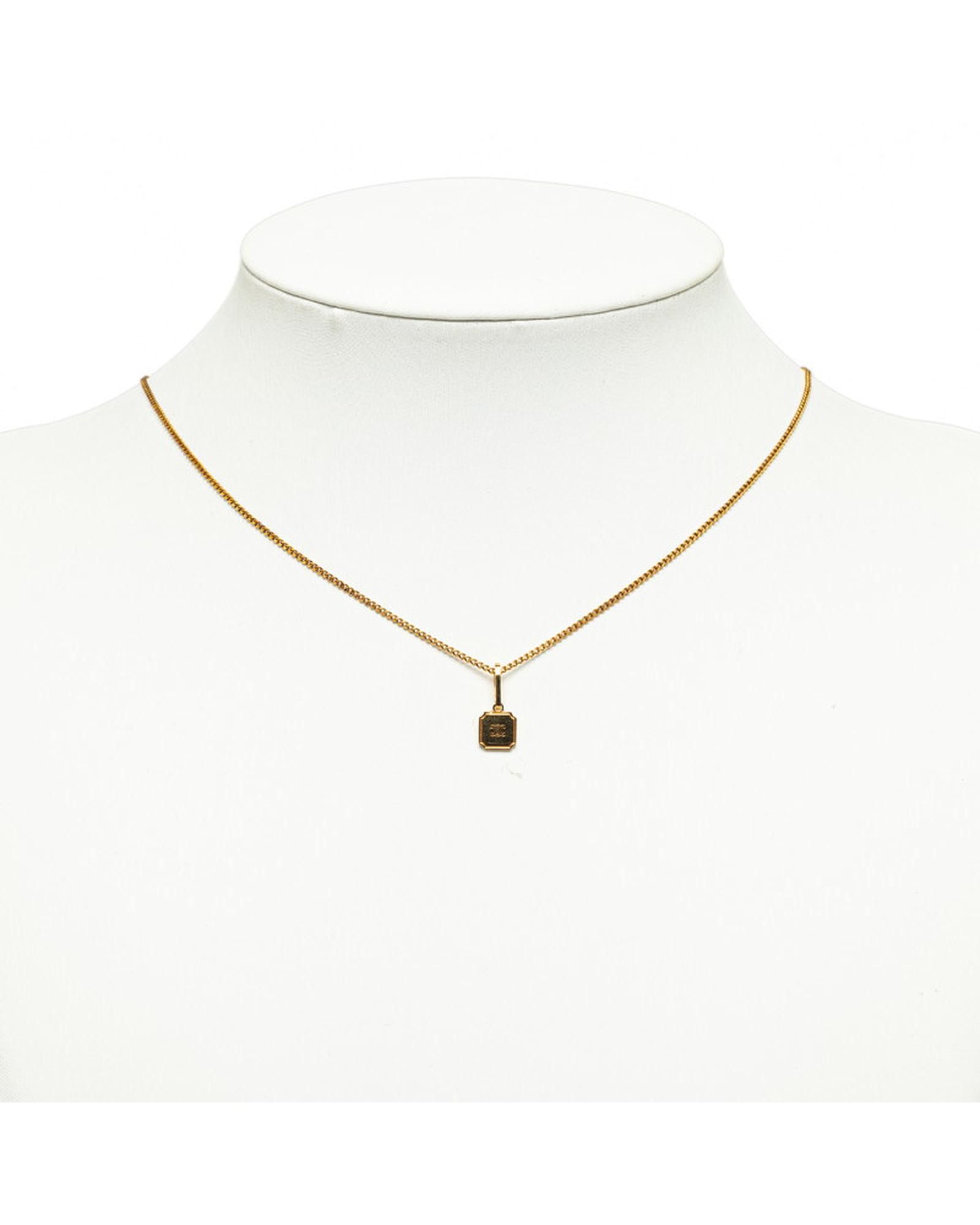 image of Gold Celine Triomphe Plate Pendant Necklace Jewelry, Women's