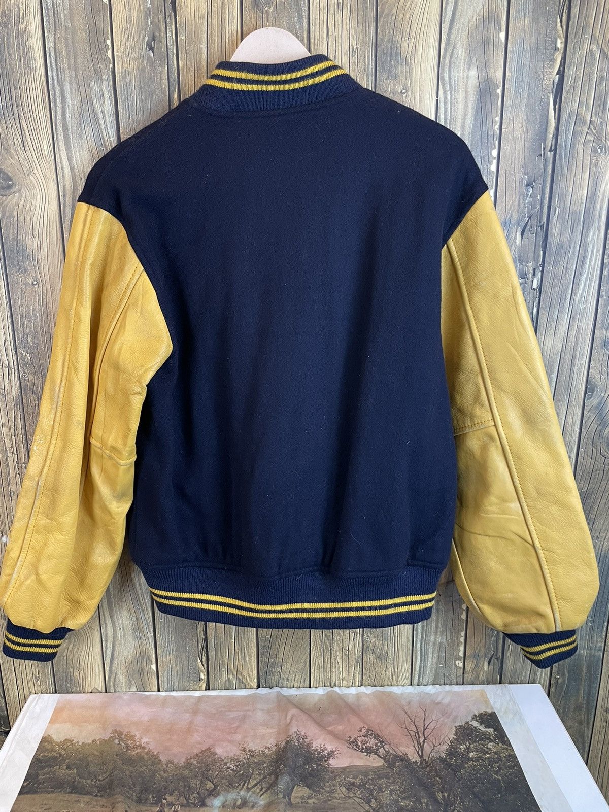Macbeth × Vintage Vintage Macbeth Varsity sleeve leather Jacket Yellow Size US M / EU 48-50 / 2 - 9 Thumbnail