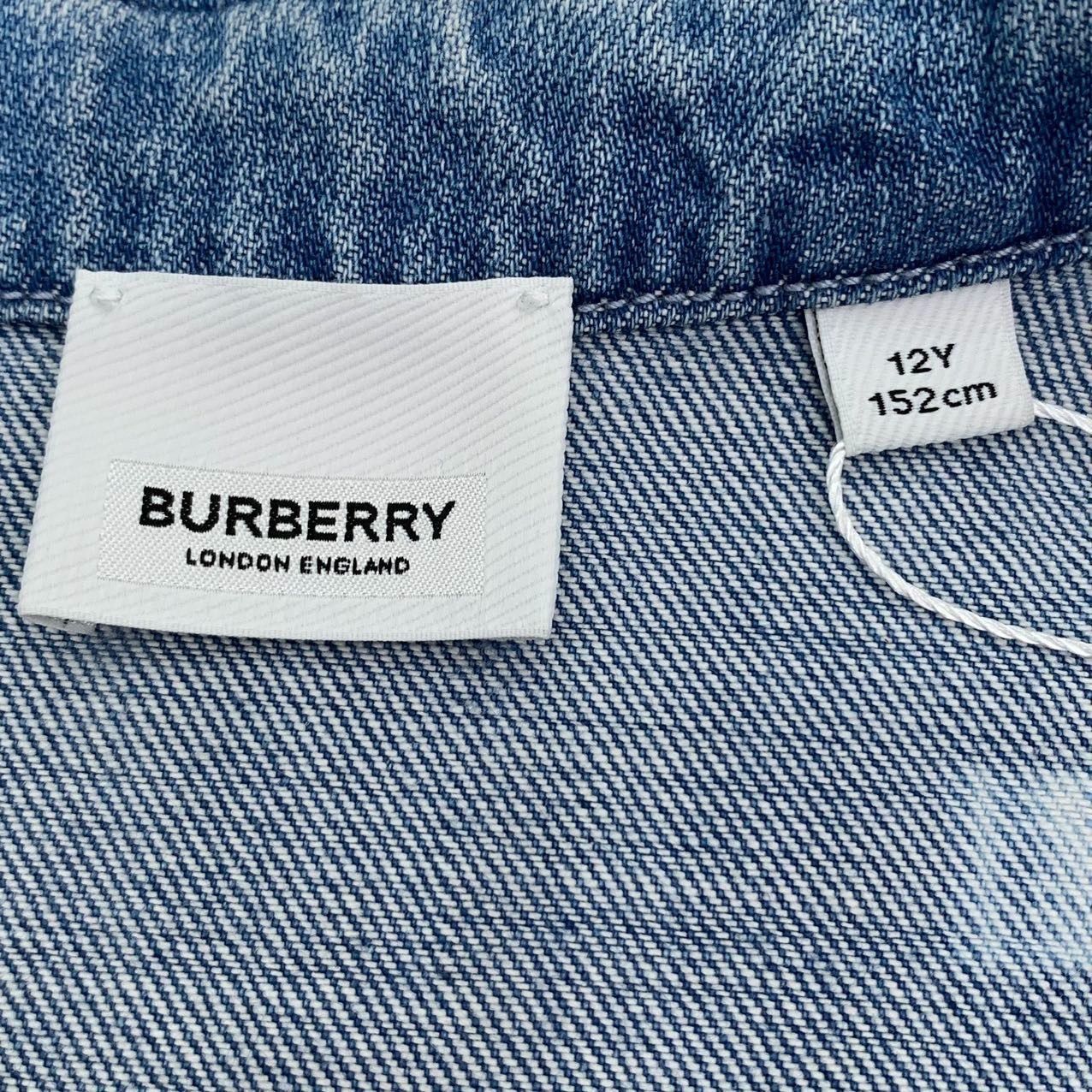 Burberry Burberry Blue Patterned Cotton Denim Dress (Size 12Y) Size XXS / US 00 / IT 34 - 2 Thumbnail