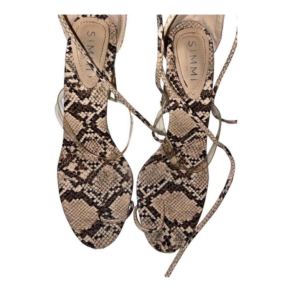 Designer SIMMI l Kaylee Snakeskin & Clear Toe Loop Heels 7 Size US 7 / IT 37 - 4 Thumbnail