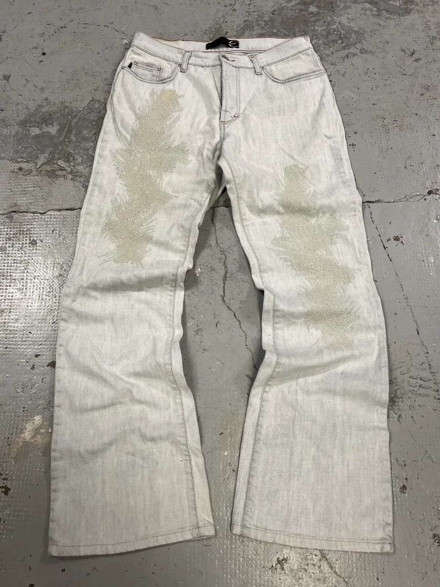 Just Cavalli 2000s Cavalli Distressed White Jeans Size US 30 / EU 46 - 1 Thumbnail