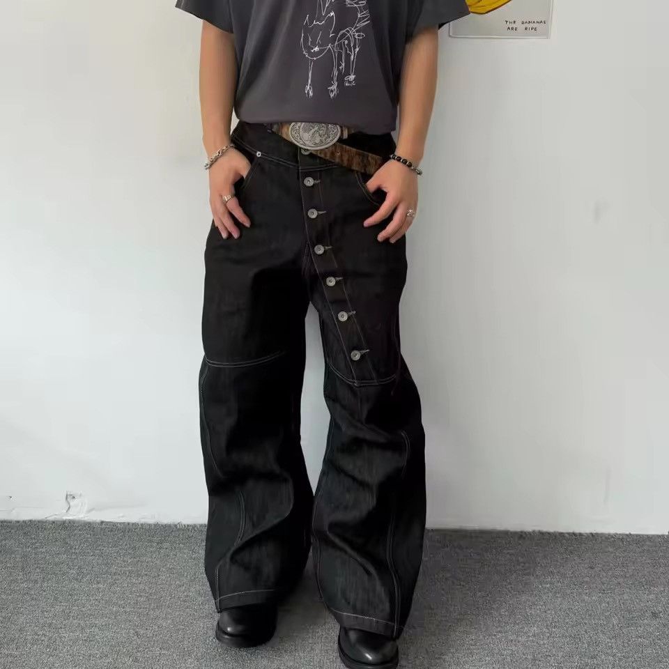 Jean Kawashima x Mie Black Baggy Washed Denim Jeans Size US 30 / EU 46 - 3 Thumbnail