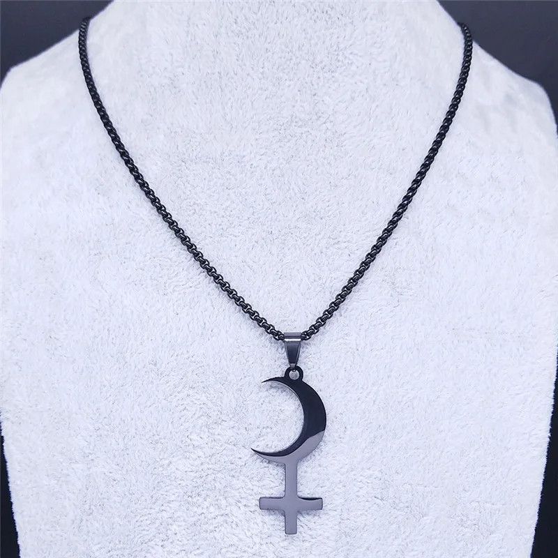 Jewelry Lilith Crescent Inverted Cross Pendant Emblem Talisman Size ONE SIZE - 2 Thumbnail
