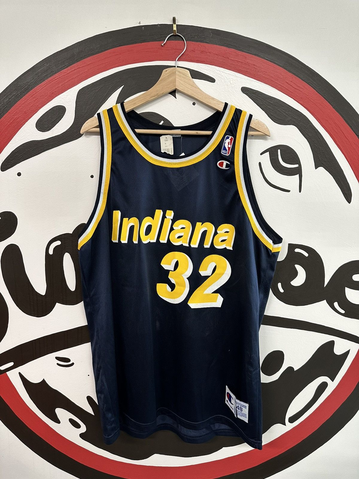 image of Vintage 90's Champion Indiana Pacers Davis Nba Jersey in Blue, Men's (Size XL)