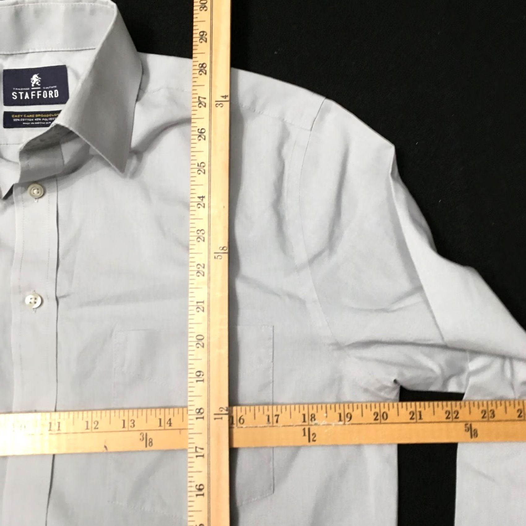 Stafford Stafford Shirt Mens 15 32/33 Gray EASY CARE BROADCLOTH Long Sleeve Size US M / EU 48-50 / 2 - 5 Thumbnail