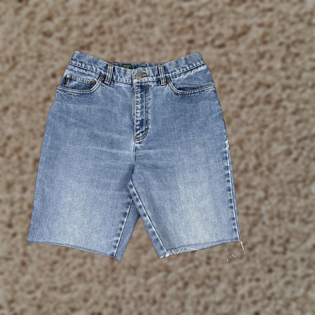 Ralph Lauren VINTAGE Lauren Jeans Co Ralph Lauren Shorts Womens 8 Blue Denim Cutoff Raw Hem Casual 5-Pocket Design Size 30" / US 8 / IT 44 - 1 Thumbnail