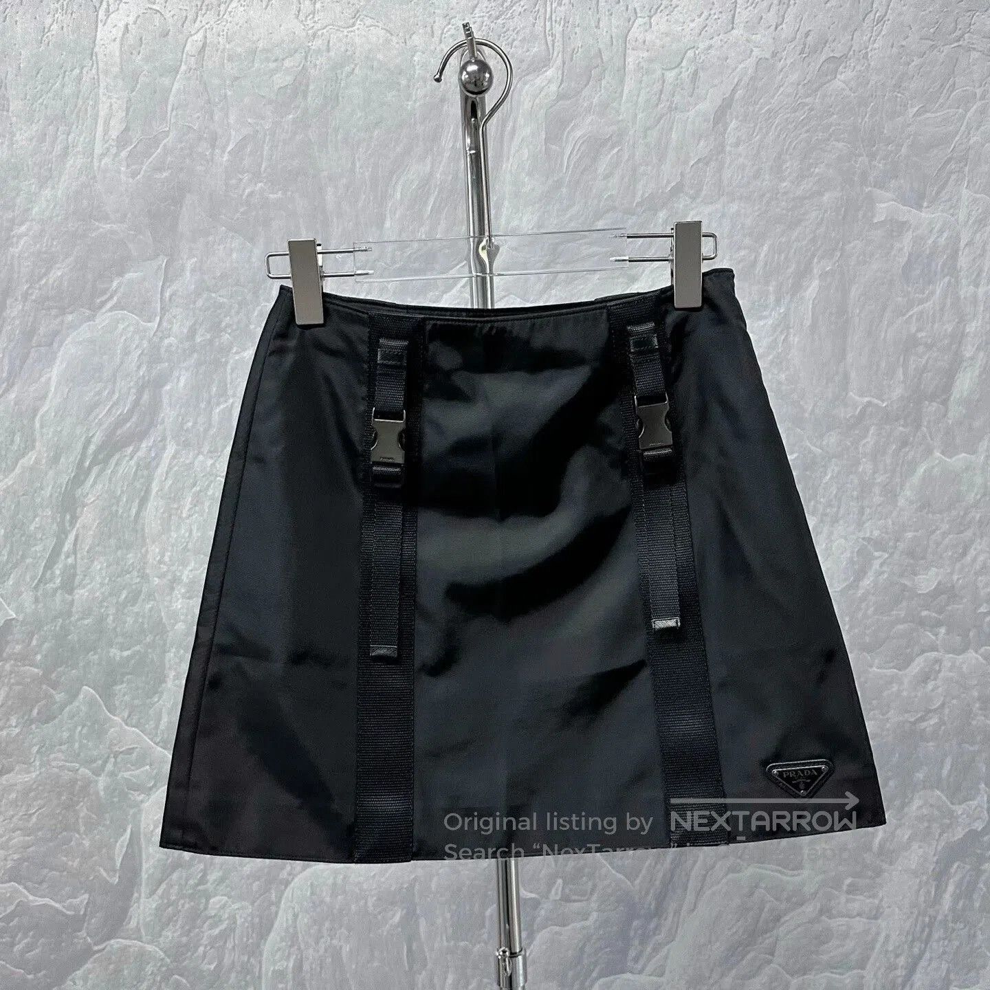 prada triangle label a-line mini skirt.
