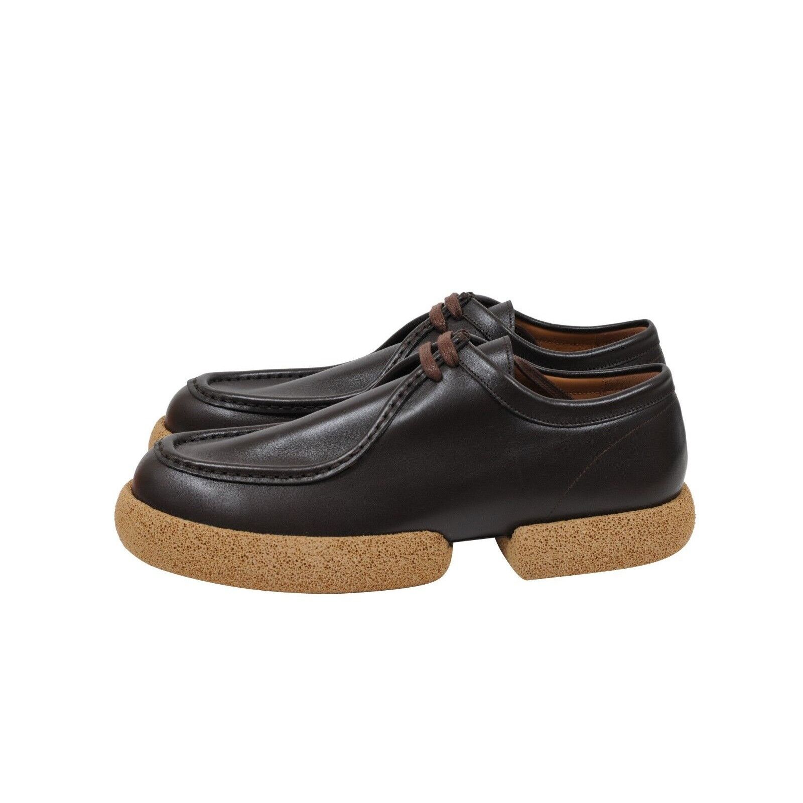 Dries Van Noten Brown Leather Chunky Cork Sole Platform Derby - 01854 Size US 11.5 / EU 44-45 - 6 Thumbnail