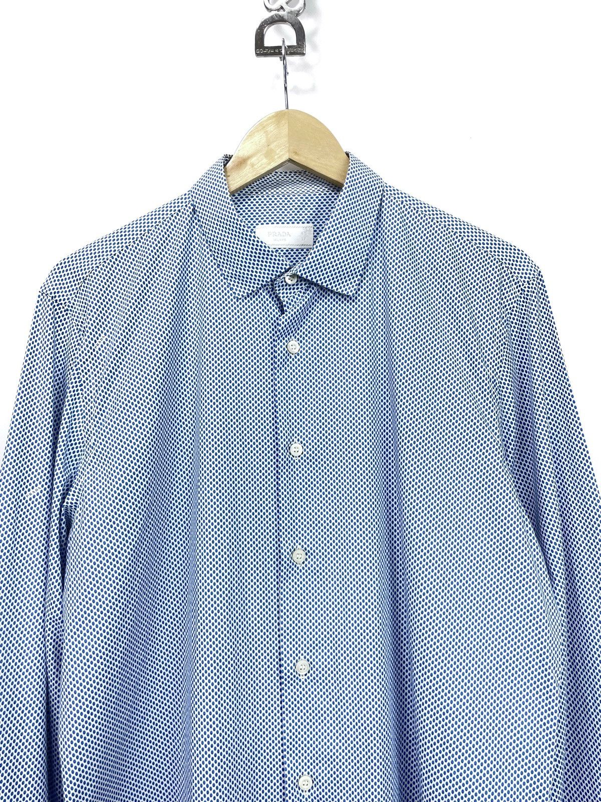 Prada PRADA Milano Micro Dot Cotton Shirt - Size L/XL Size US XL / EU 56 / 4 - 10 Thumbnail